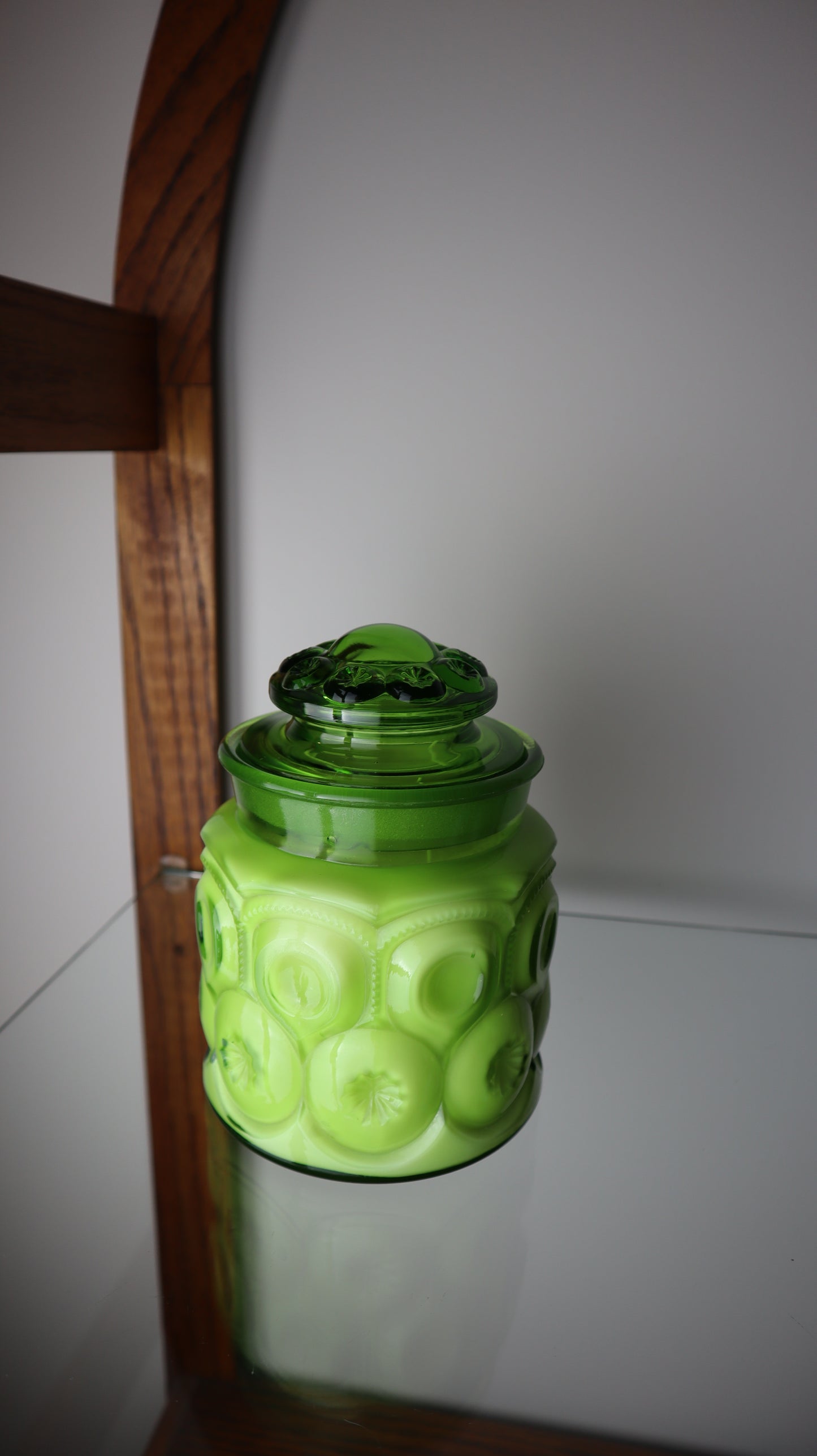 L.E Smith Emerald Green Glass Moon &amp; Stars Candle&nbsp;