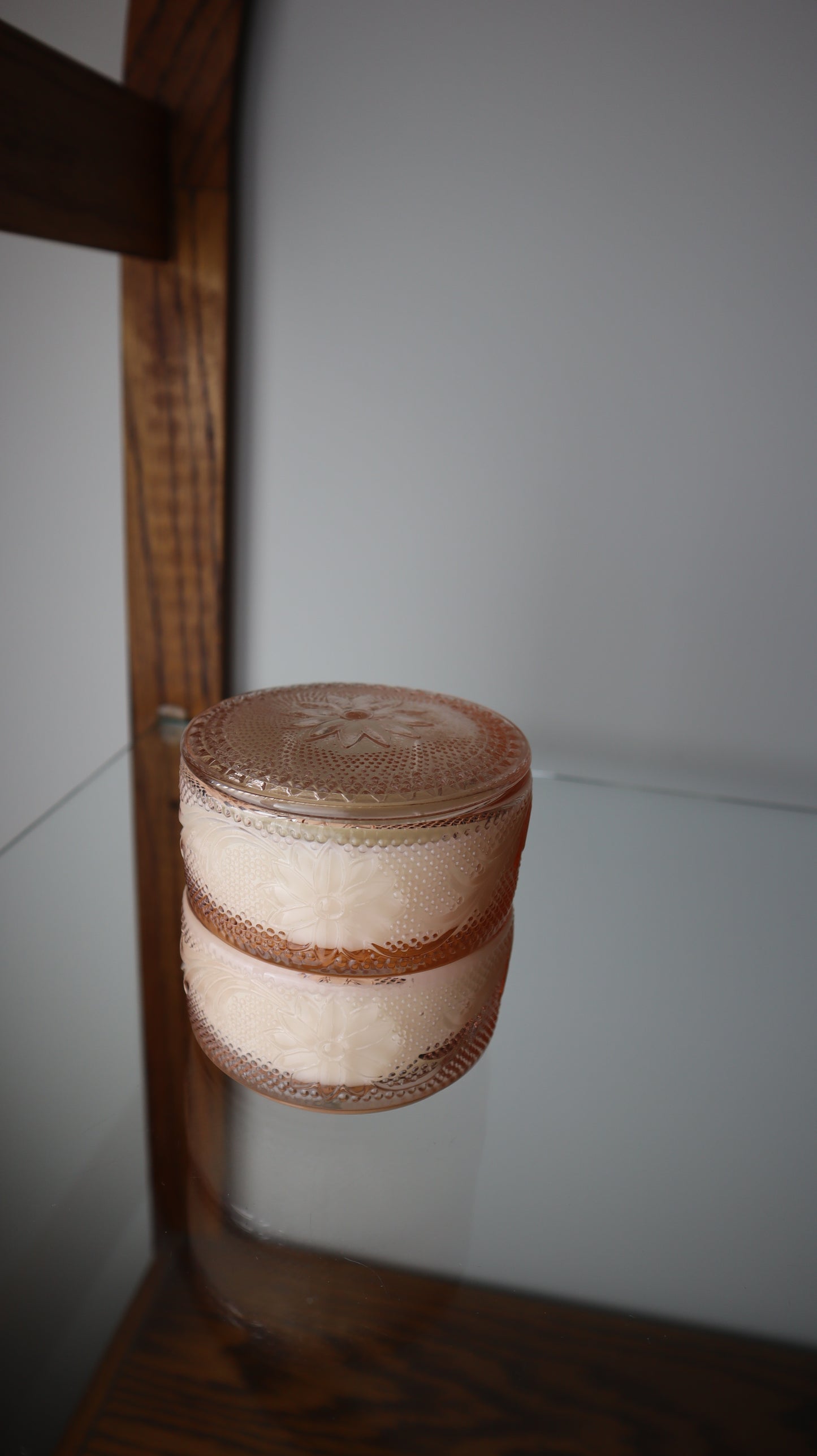 Pink Tiara Indiana Sandwich Powder Puff Candle Stack