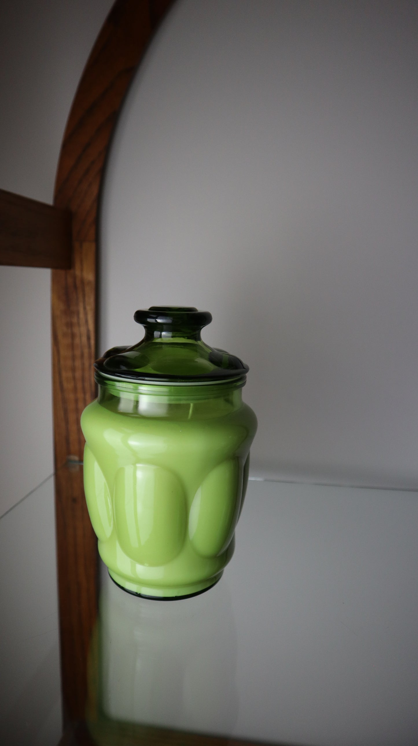 L.E Smith Avocado Green Thumbprint Candle