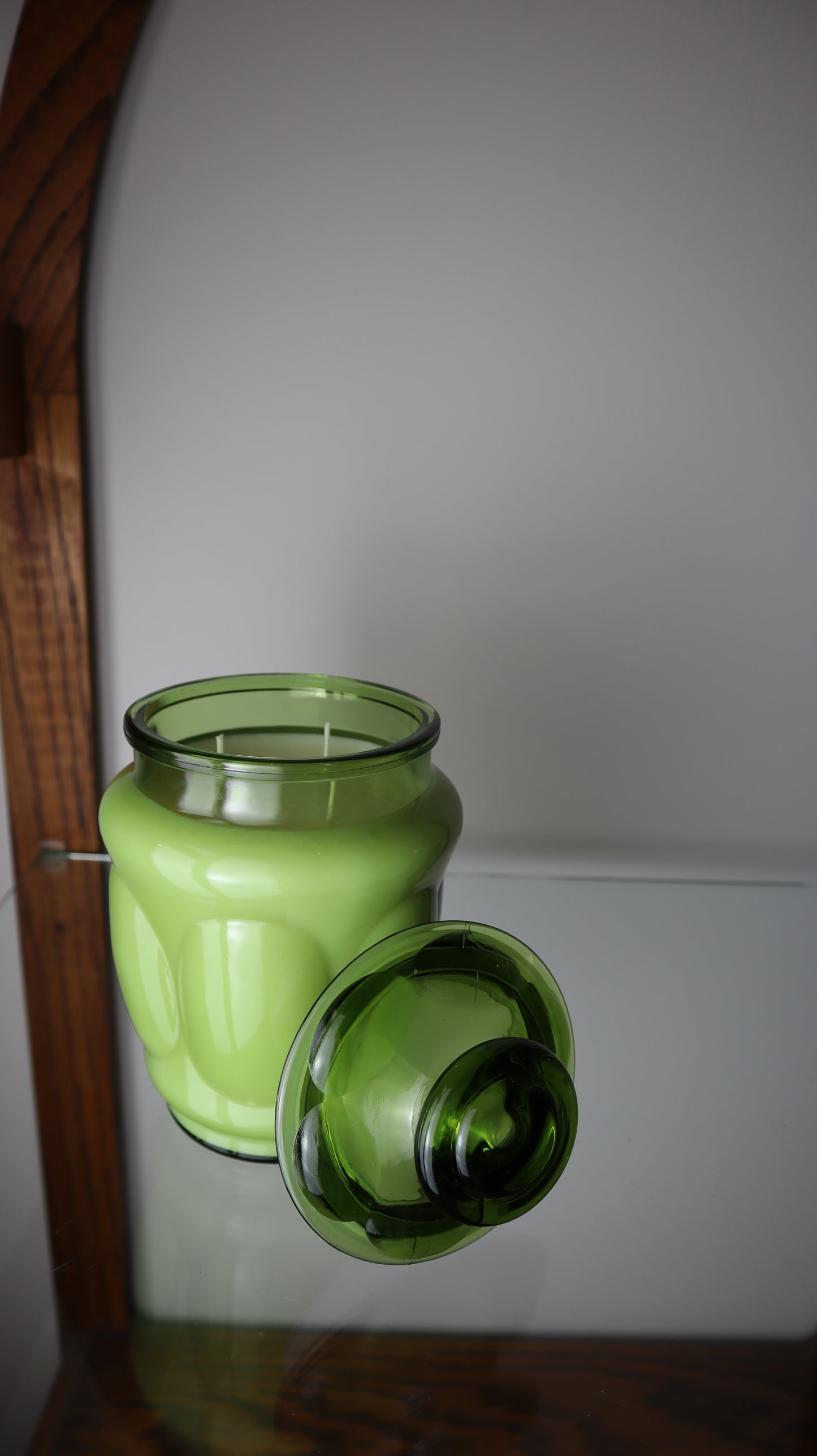 L.E Smith Avocado Green Thumbprint Candle