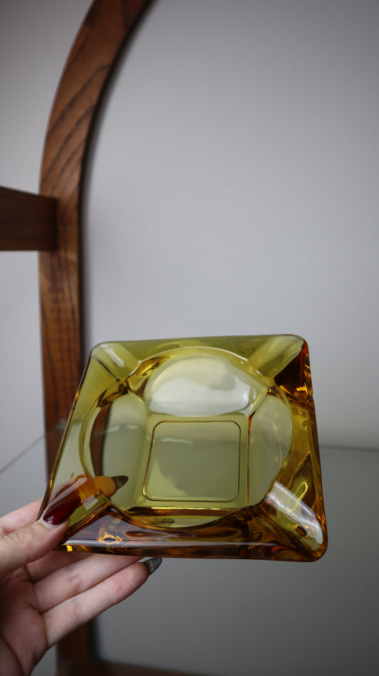 Anchor Hocking Light Amber Square Ashtray