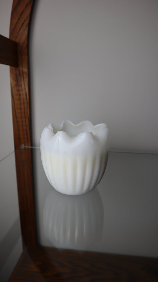 Milk Glass Vase Rose Bowl Candle