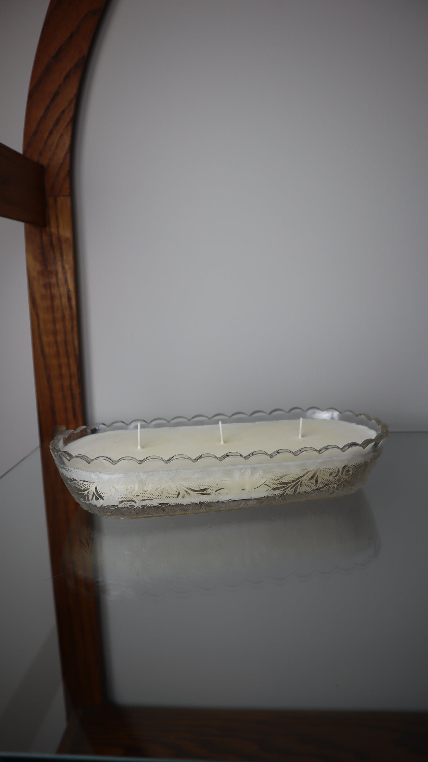 Vintage Clear Serving Dish Candle