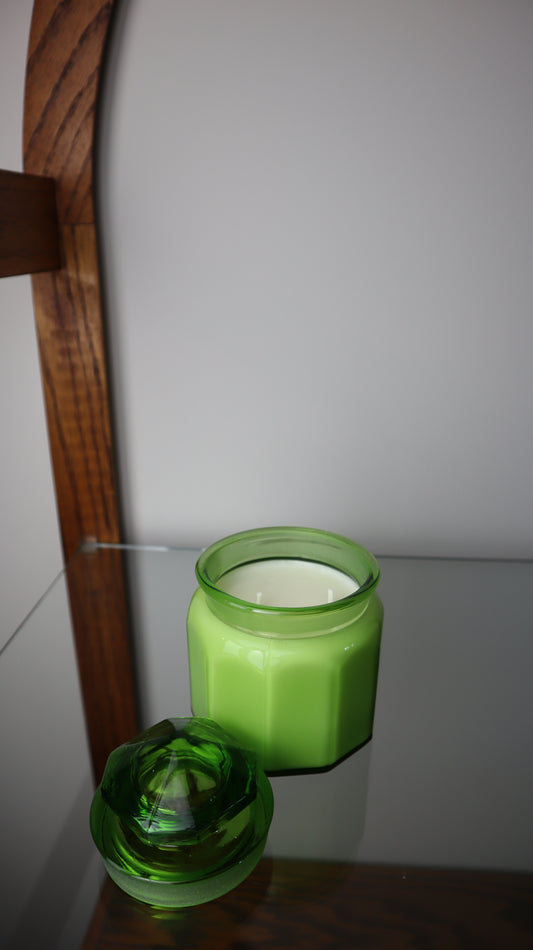 LE Smith Green Lidded Canister Candle