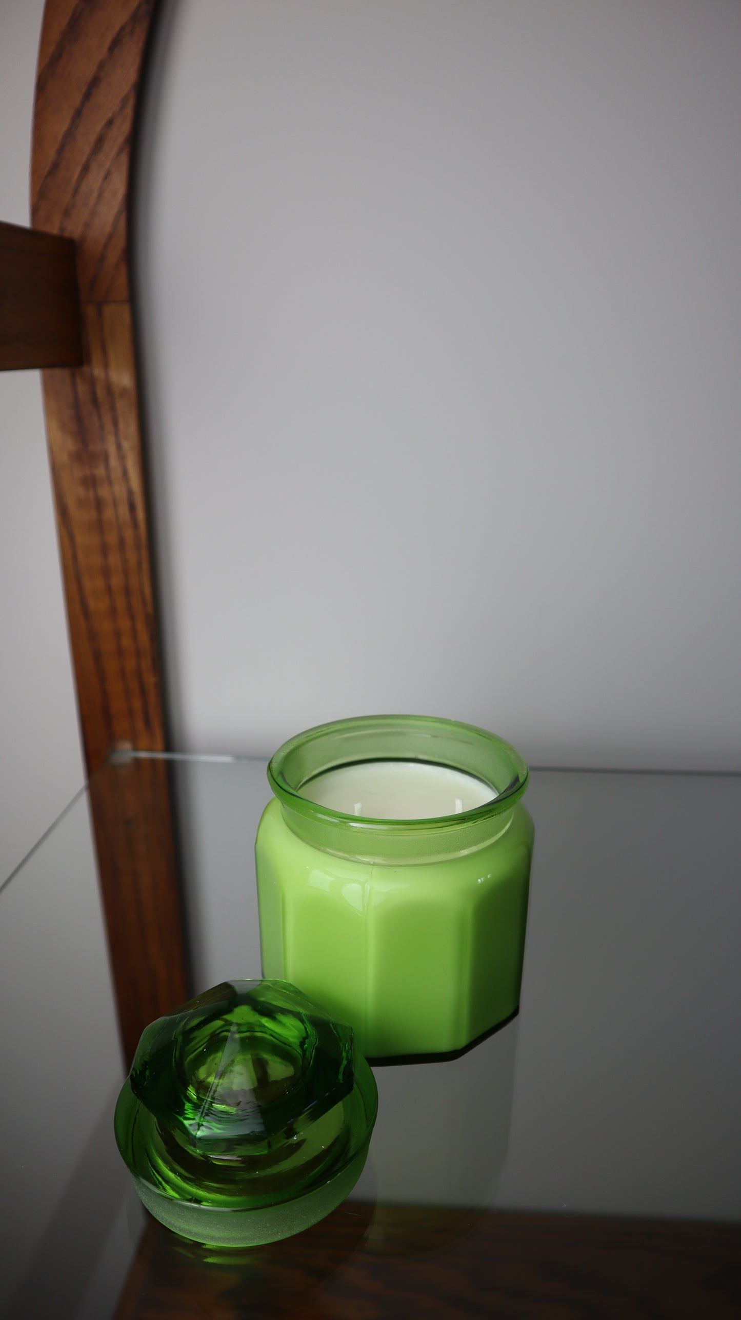 LE Smith Green Lidded Canister Candle