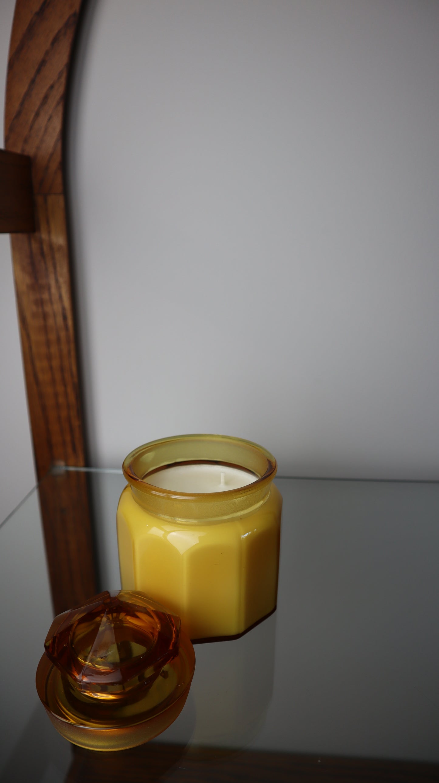 LE Smith Amber Lidded Canister Candle