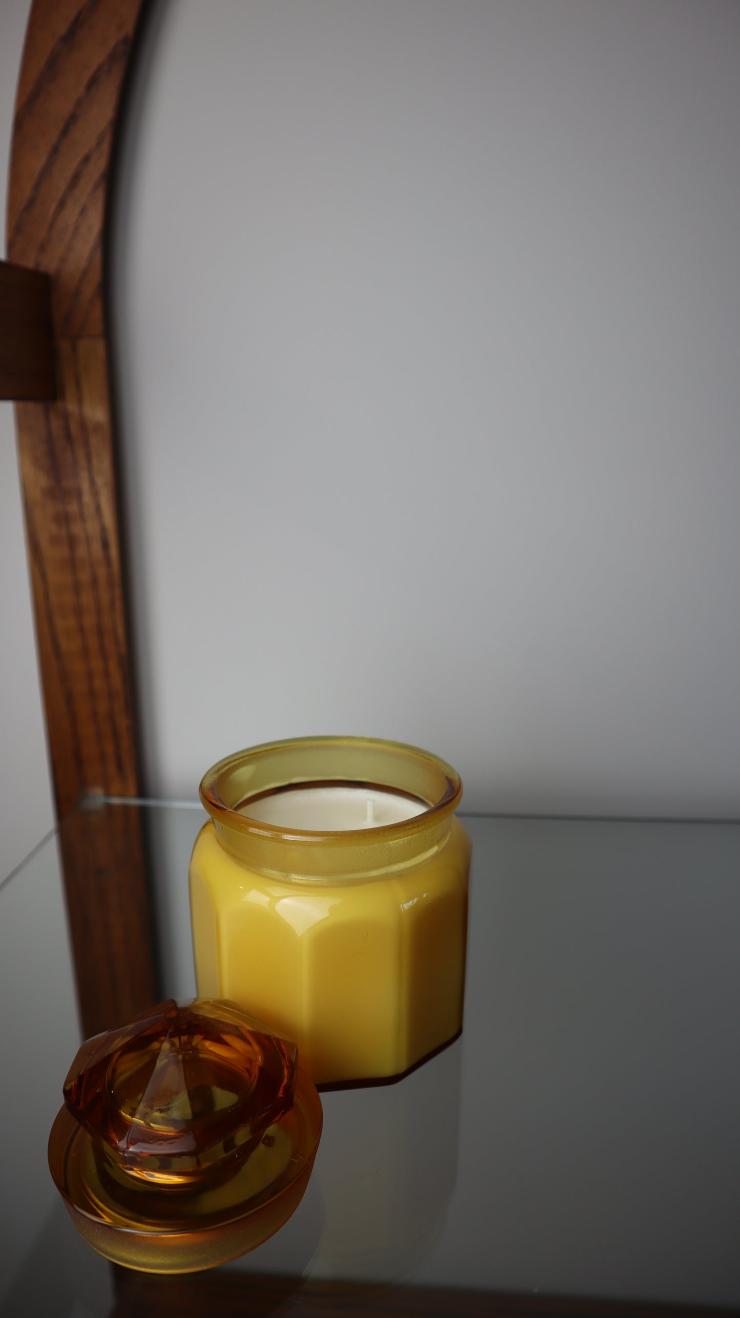 LE Smith Amber Lidded Canister Candle