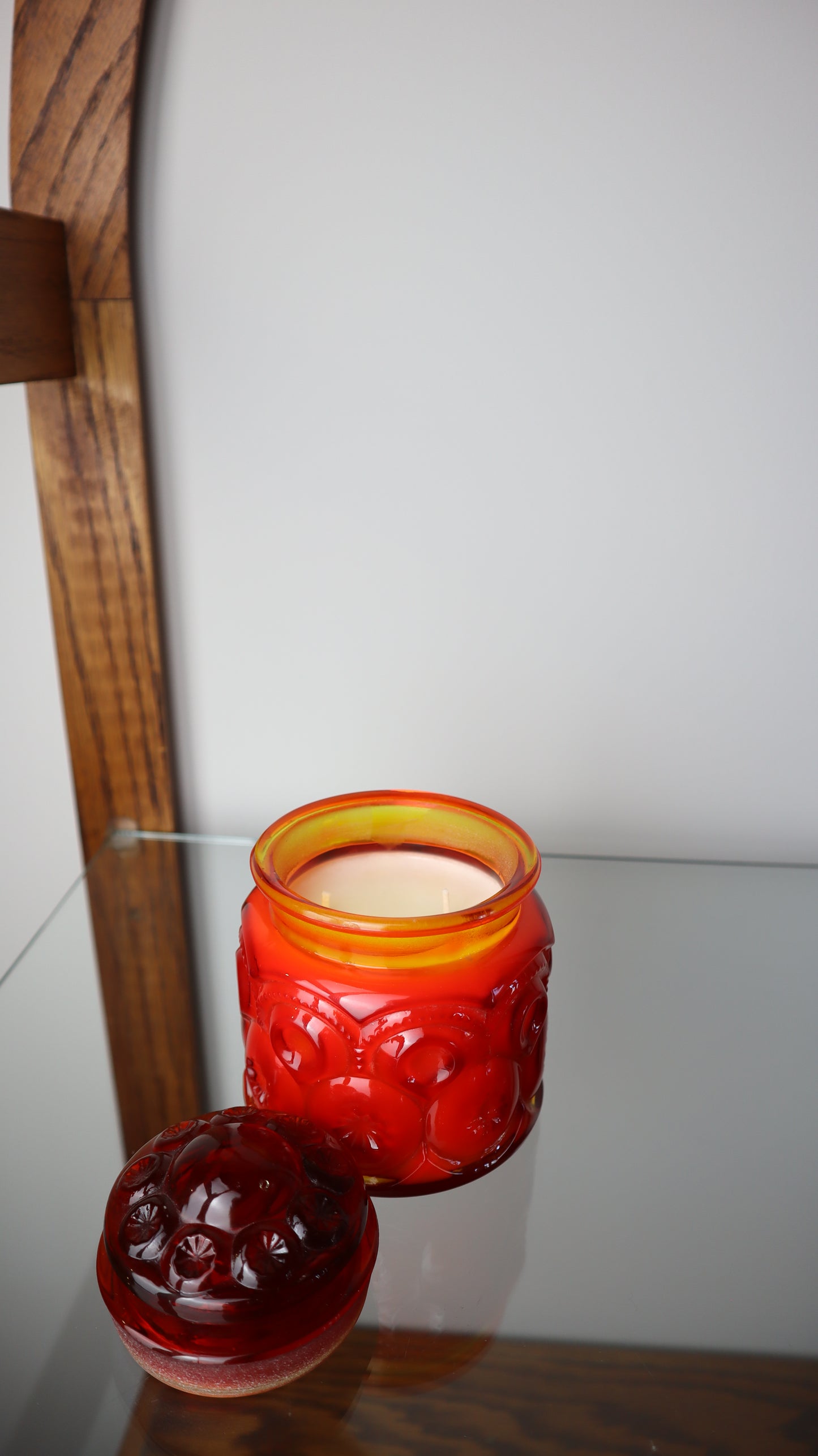 LE Smith Red Amberina Moon & Stars Small Candle