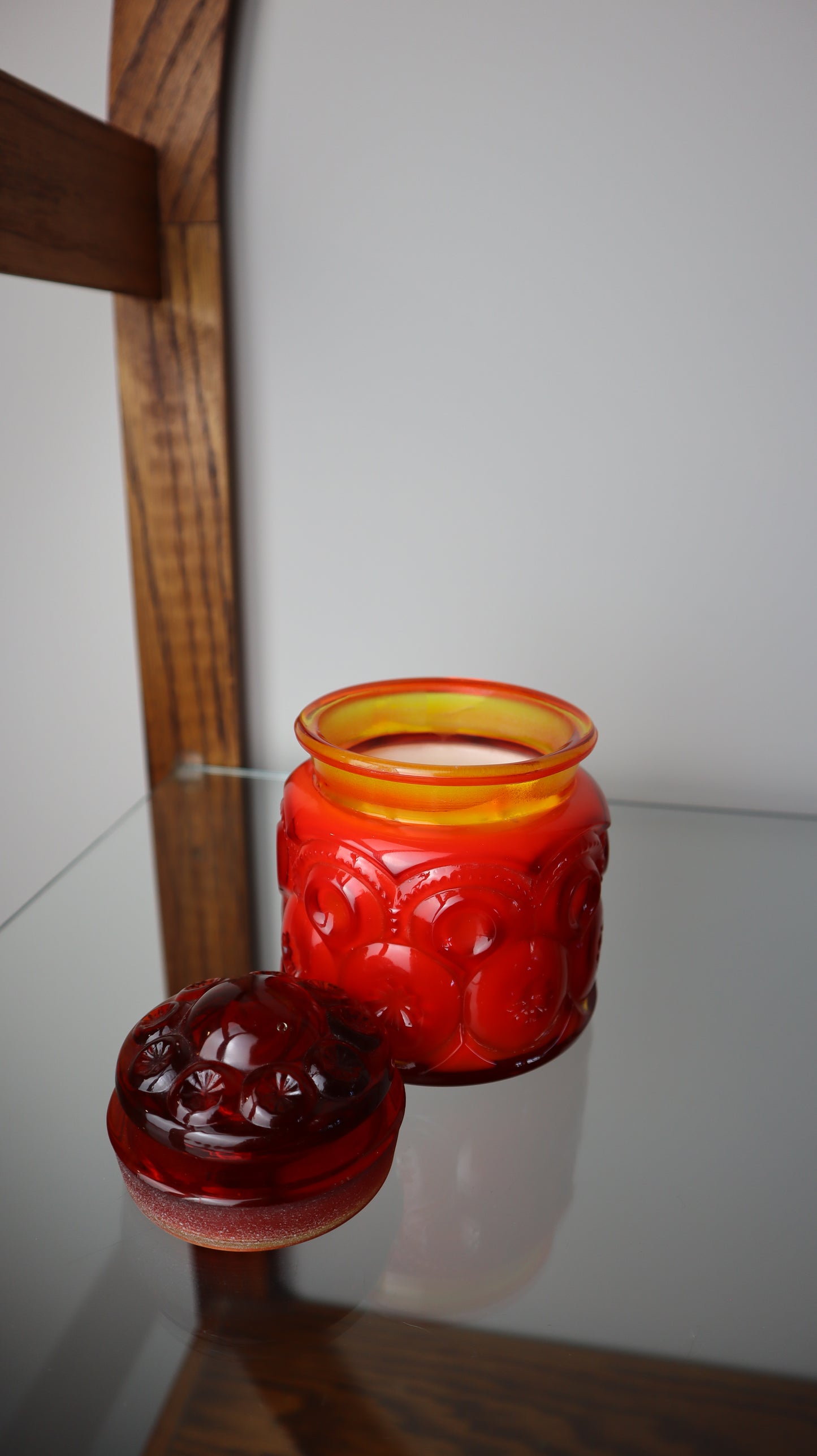 LE Smith Red Amberina Moon & Stars Small Candle