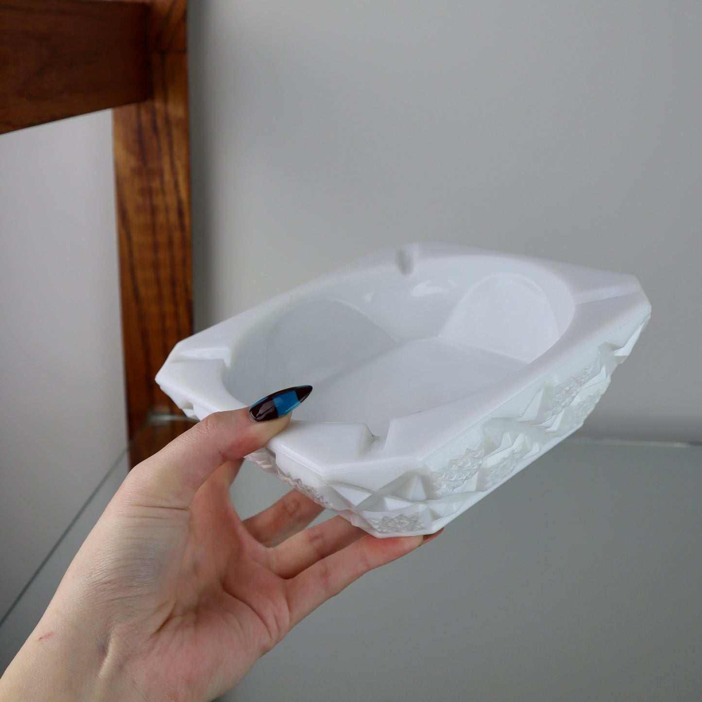 White Milk Glass Ashtray