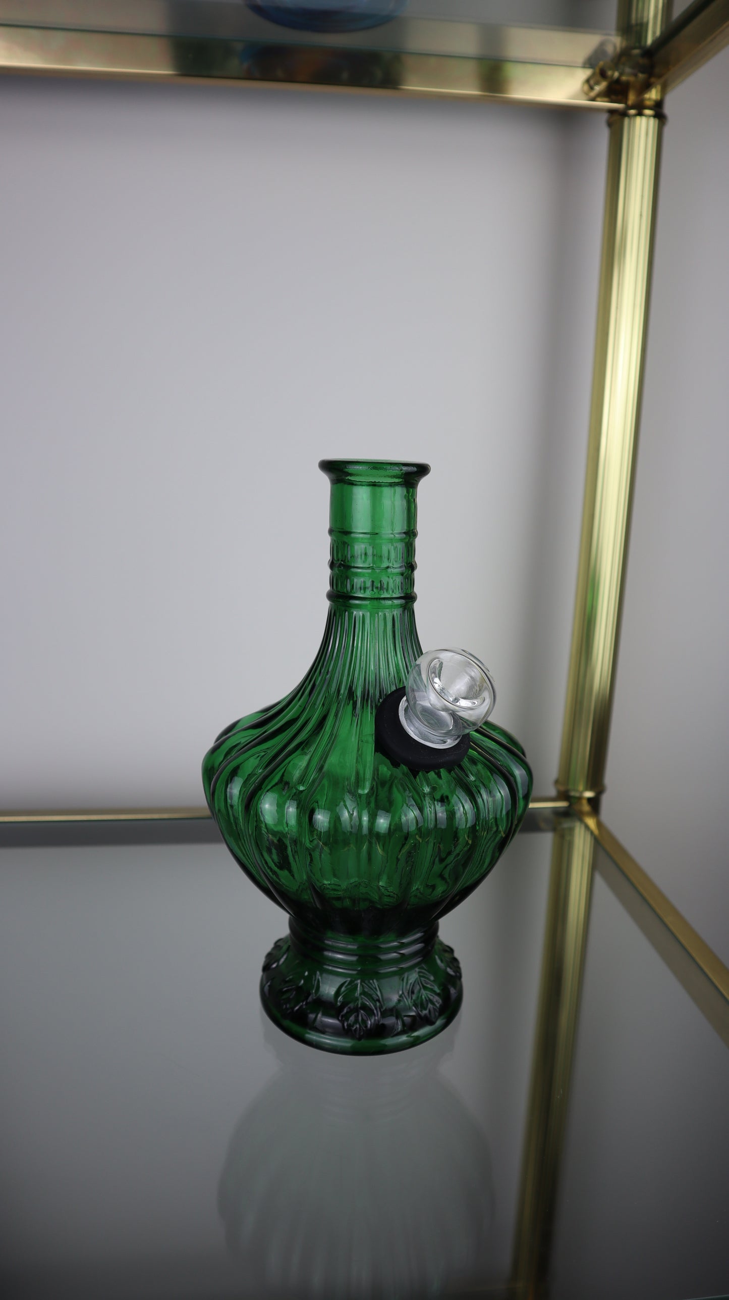 Vintage Mid Century Green Glass Genie