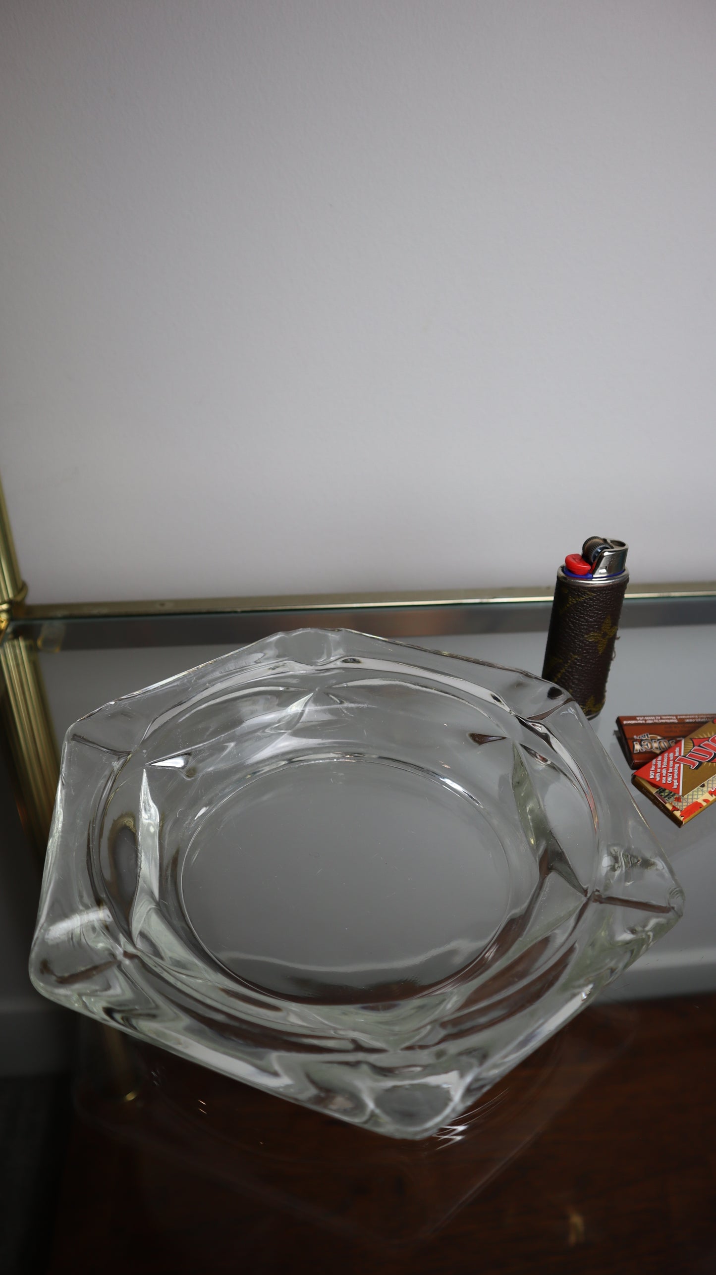 Vintage Clear Glass Hexagon Ashtray