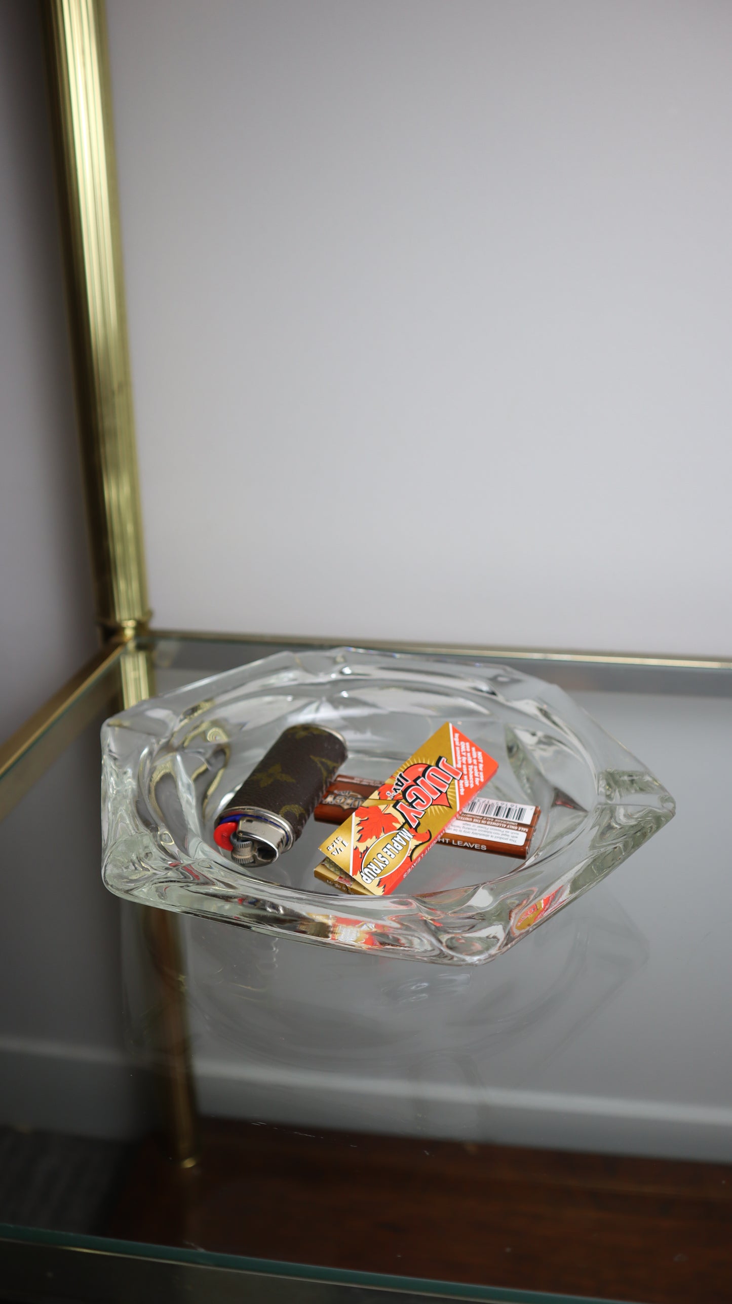 Vintage Clear Glass Hexagon Ashtray