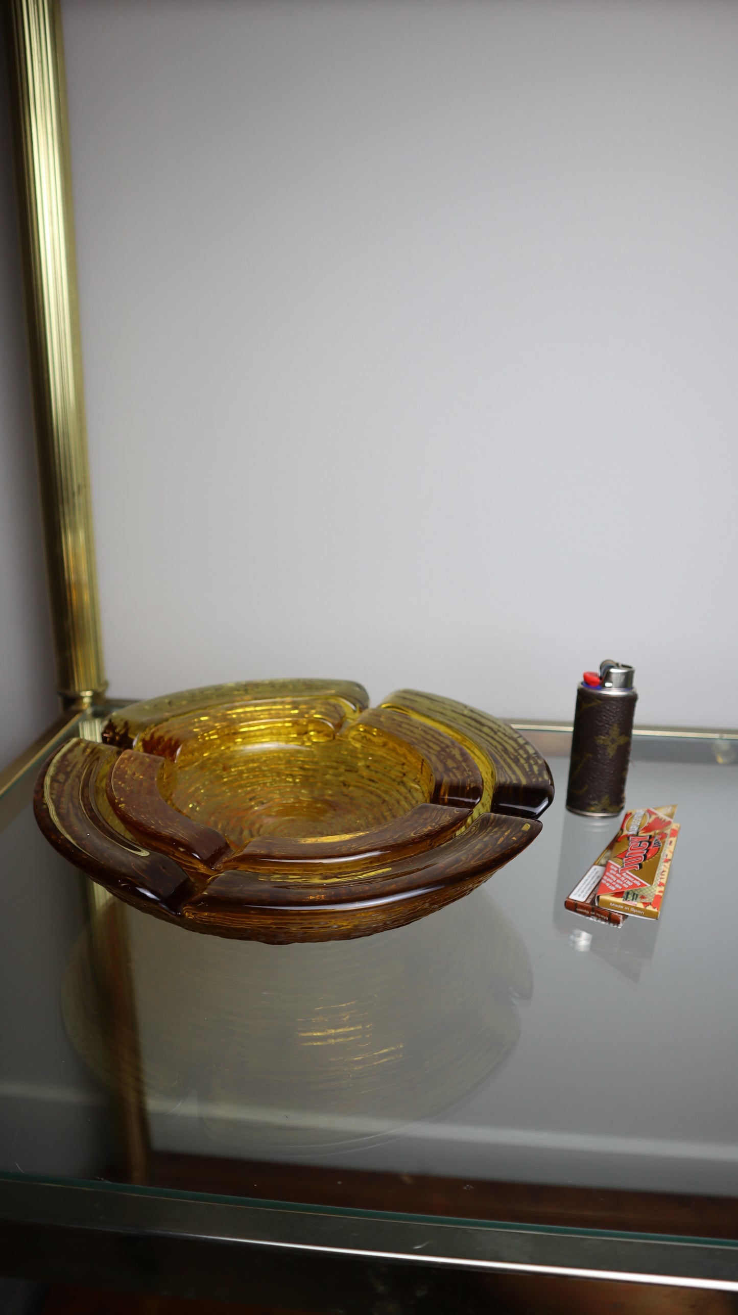 Mid-Century Anchor Hocking Soreno Amber Ashtray Set