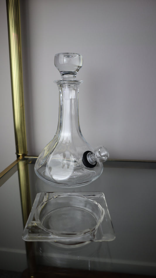 Clear Glass Piece With Matching Vintage Ashtray