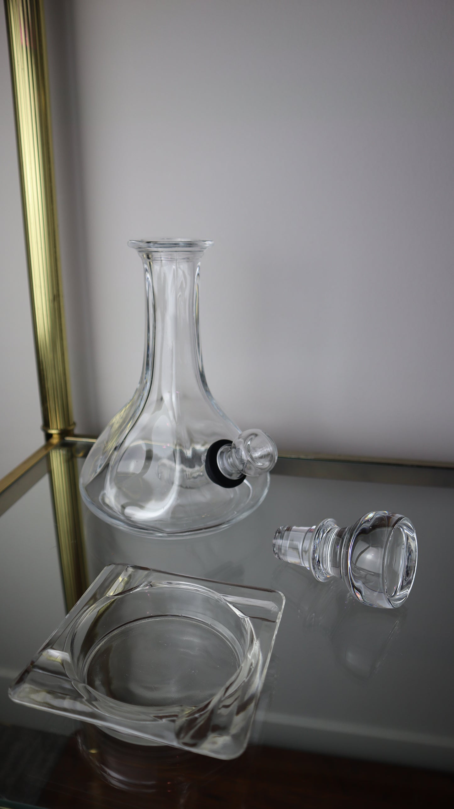 Clear Glass Piece With Matching Vintage Ashtray