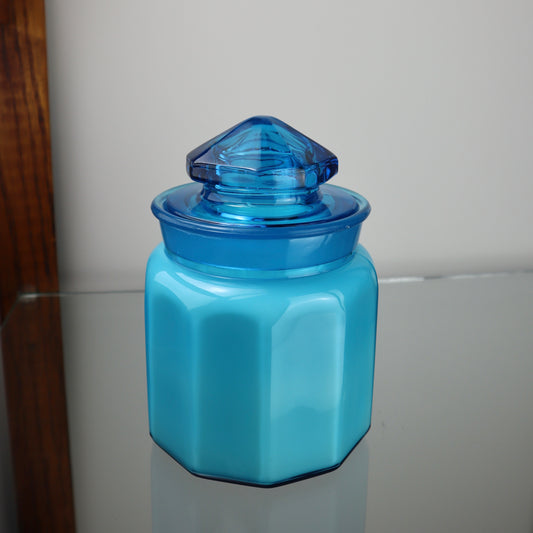 L.E Smith Blue Glass Candle