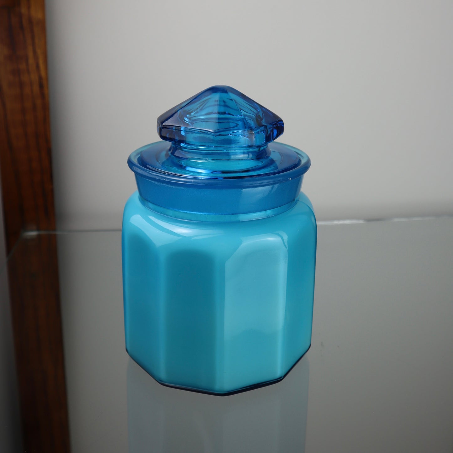 L.E Smith Blue Glass Candle