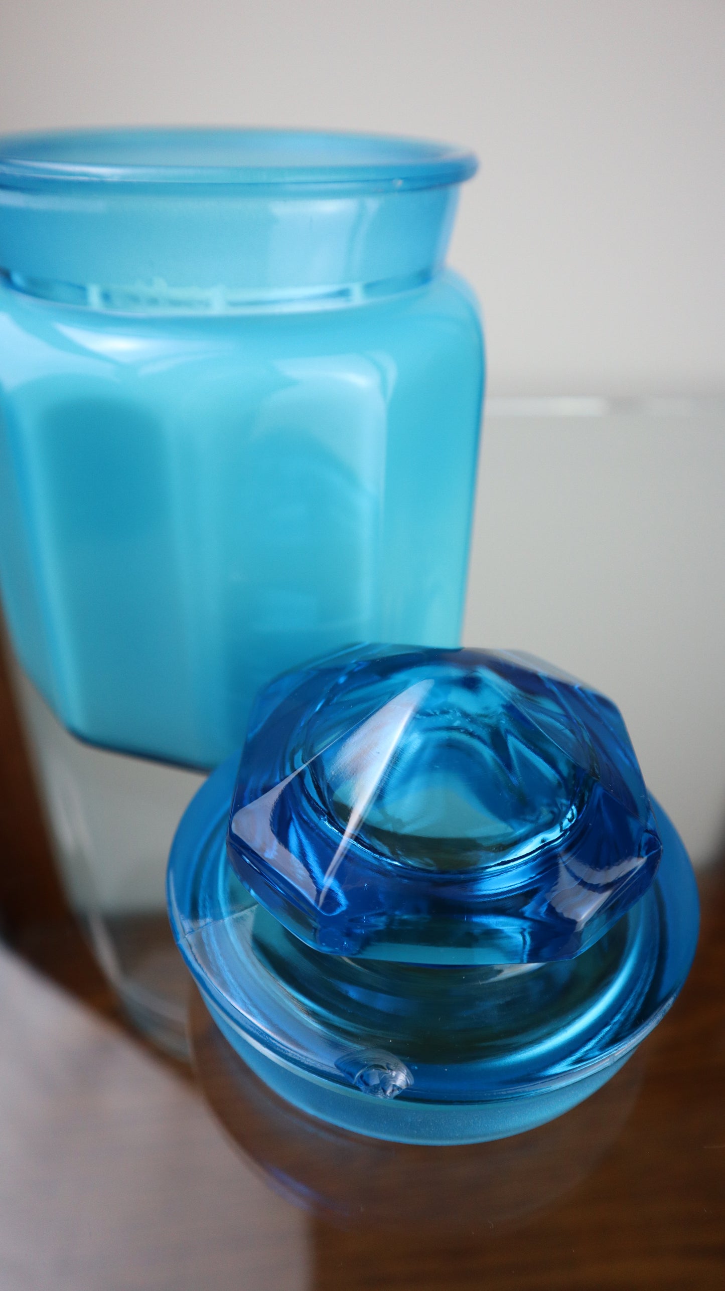 L.E Smith Blue Glass Candle