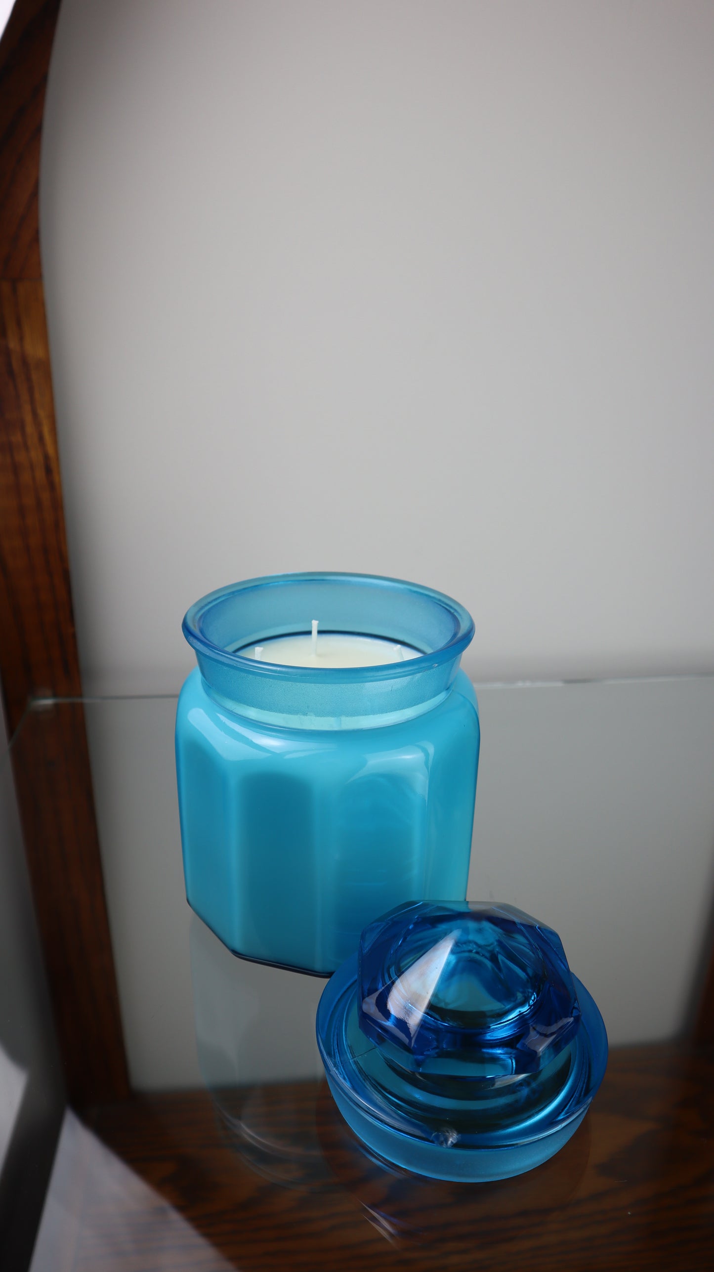 L.E Smith Blue Glass Candle