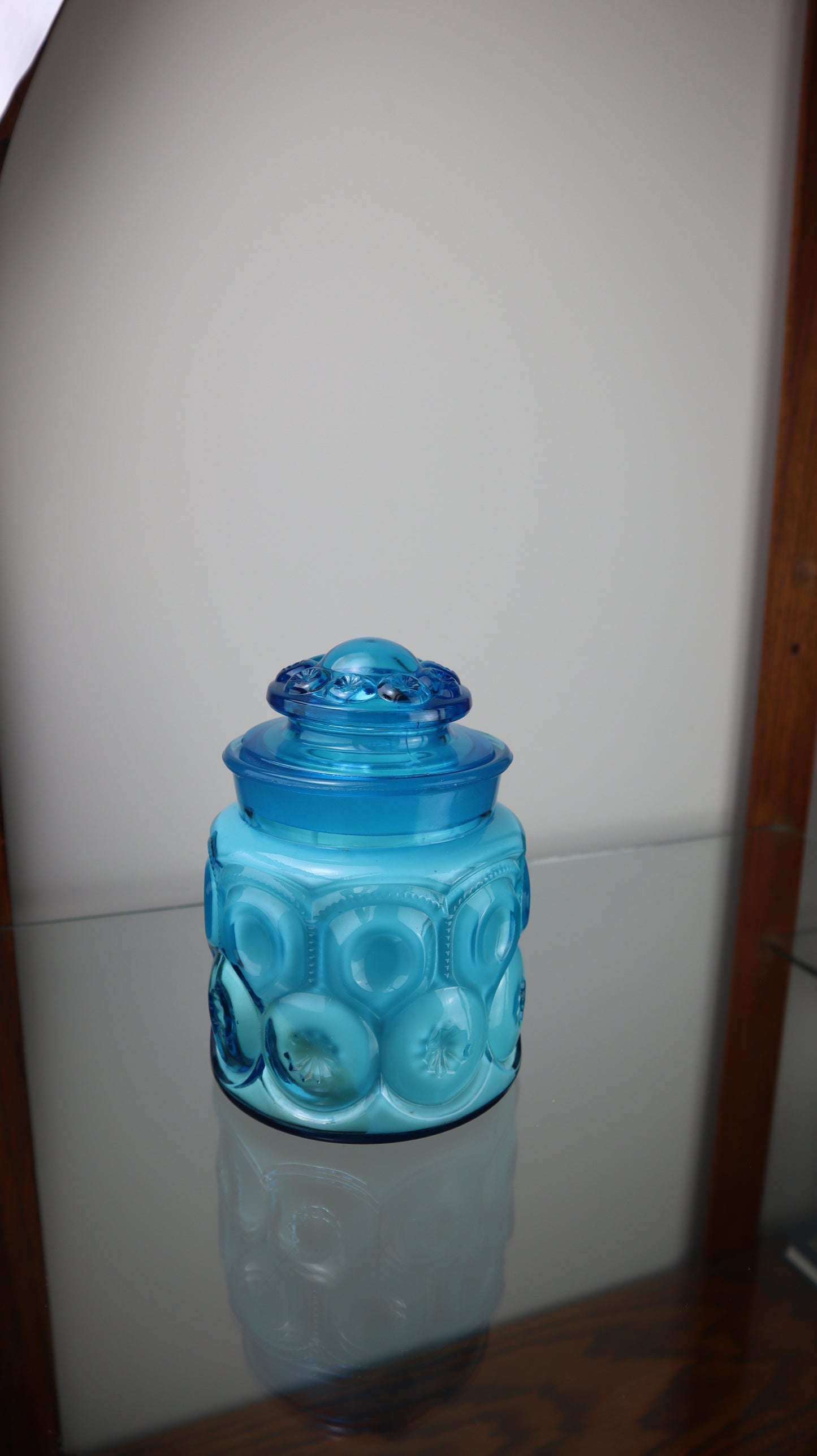 L.E Smith Moon & Stars Blue Glass Candle