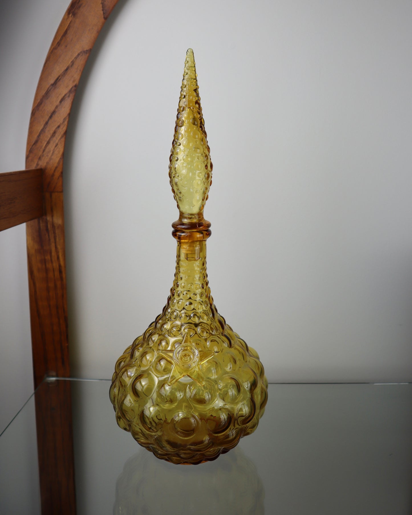 Amber Hobnail Genie Bottle