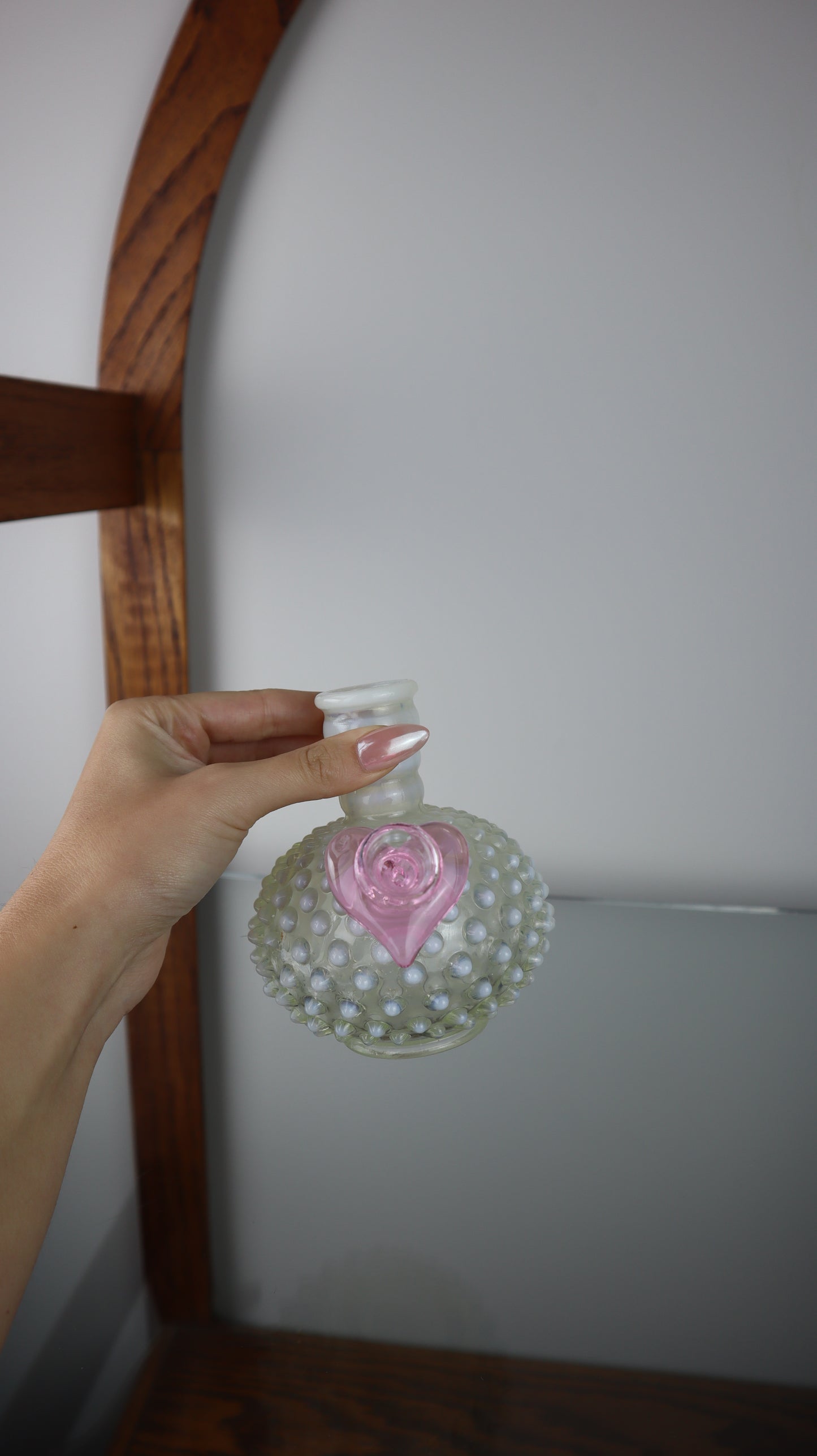 Hobnail with Pink Heart Bowl