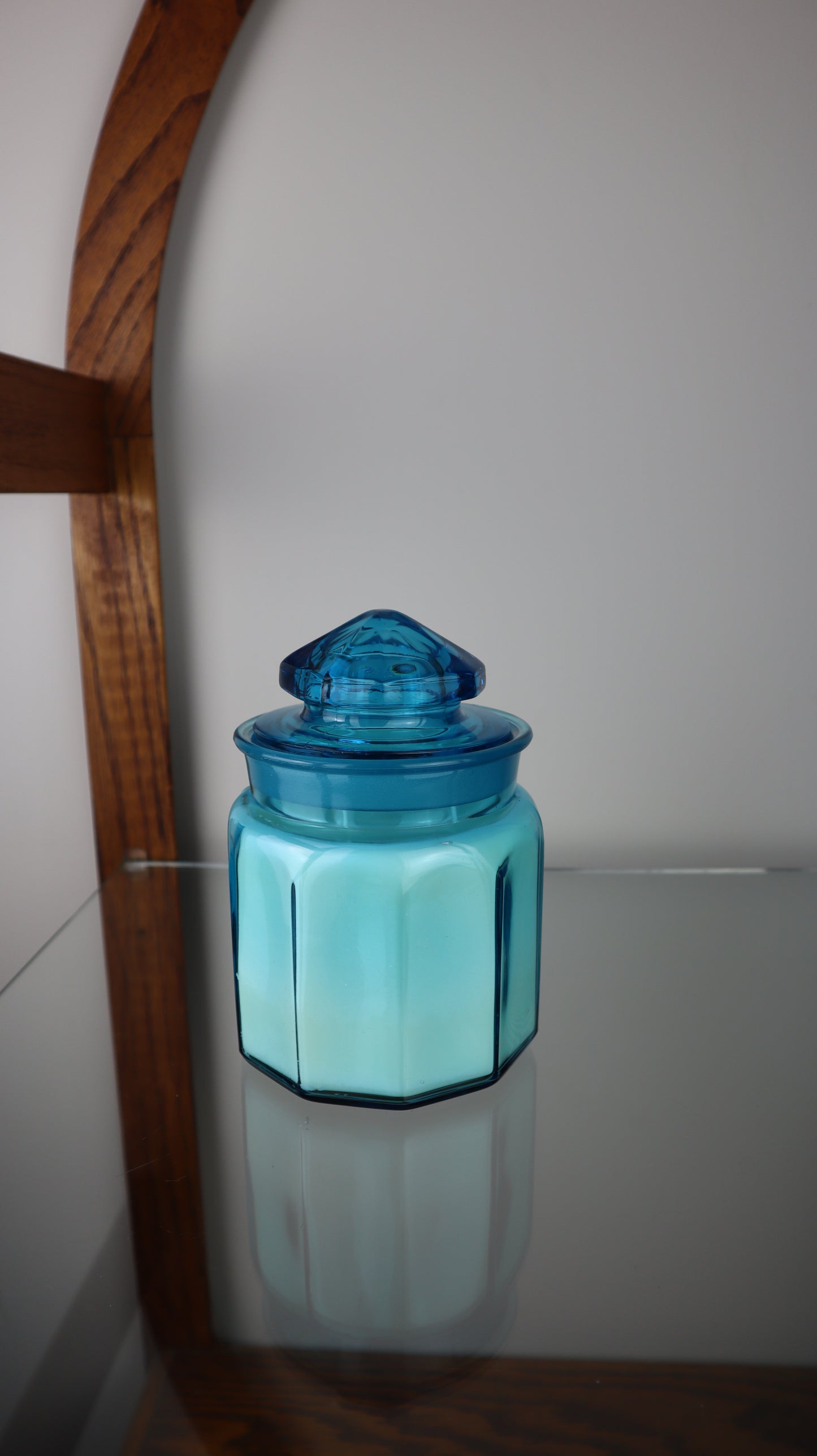 L.E Smith Blue Glass 4 Wick Candle