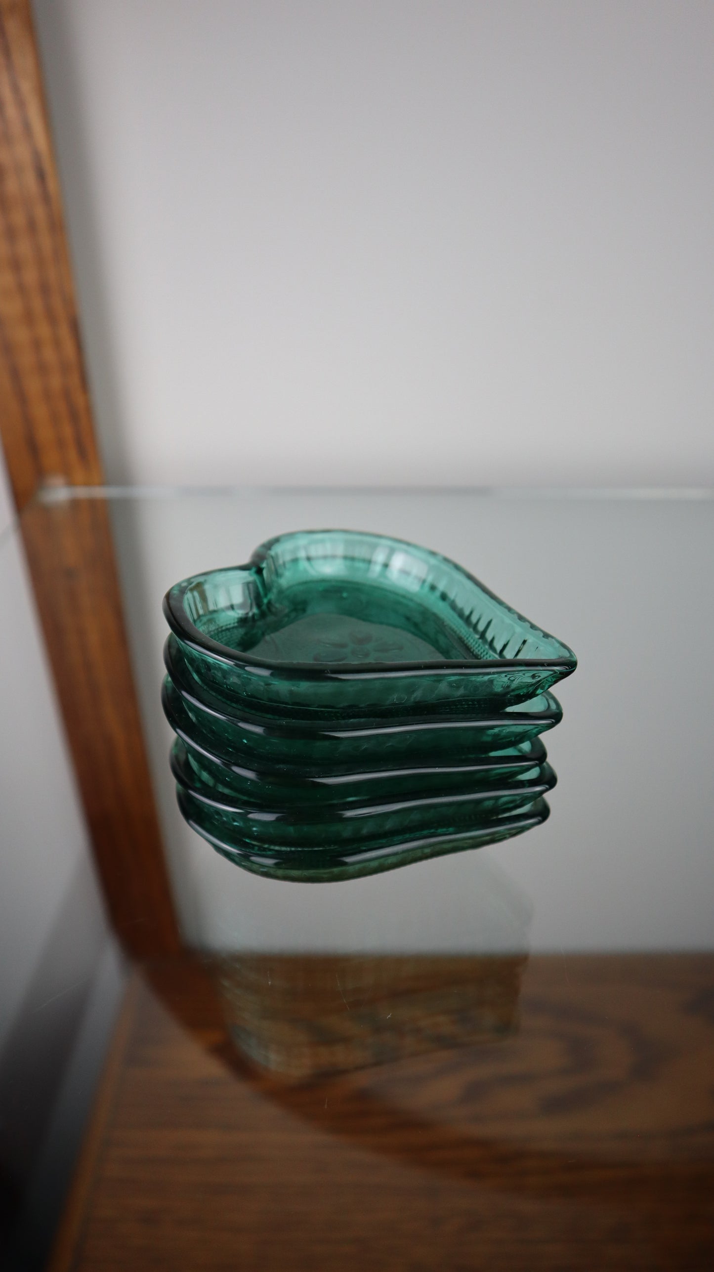 Set of 5 Tiara Green Heart Ashtrays