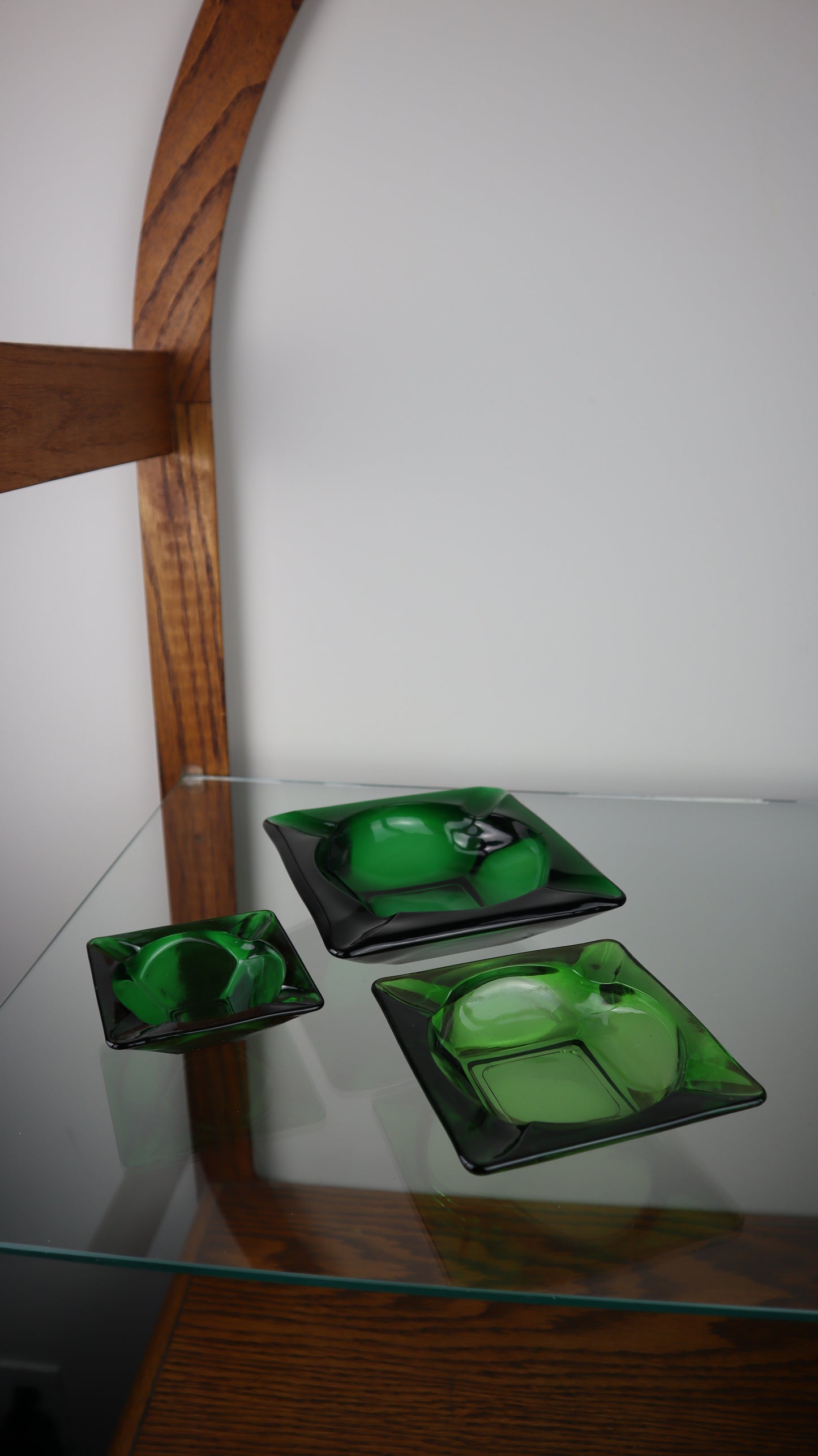 Anchor Hocking set of 3 Green Ashtrays