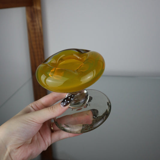 Vintage Glass Blown Pedestal Ashtray