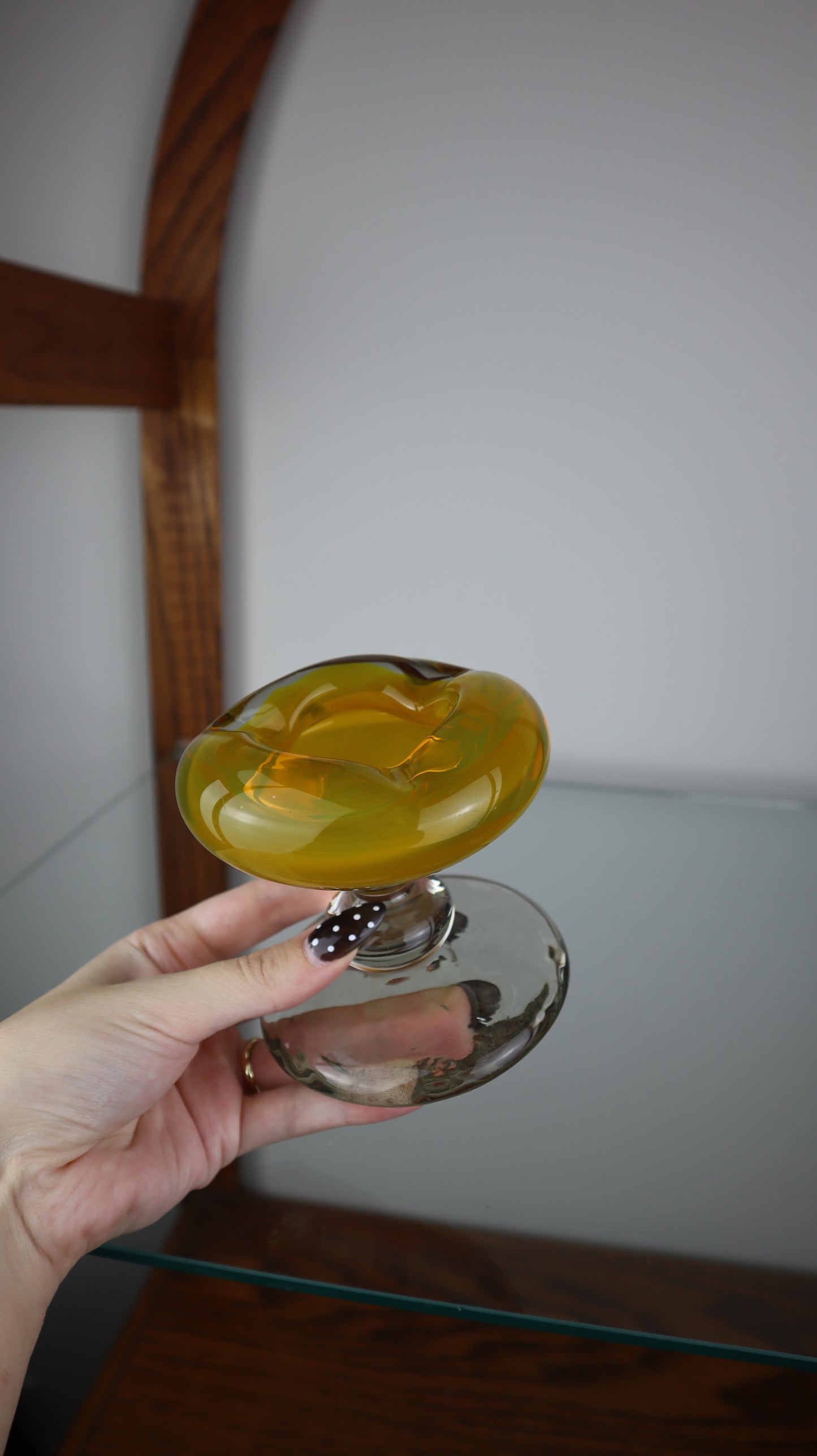 Vintage Glass Blown Pedestal Ashtray