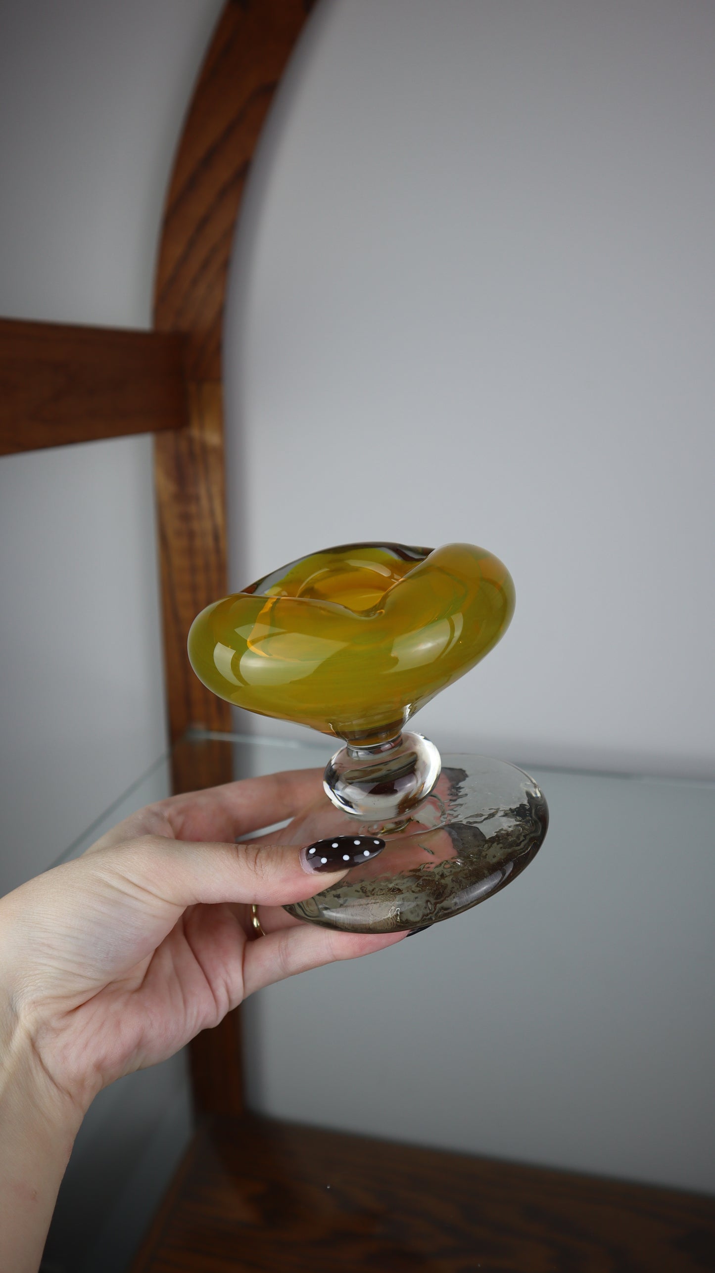 Vintage Glass Blown Pedestal Ashtray