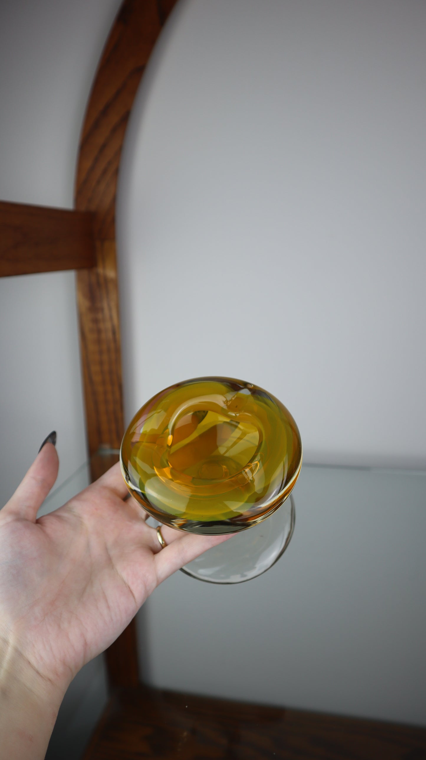 Vintage Glass Blown Pedestal Ashtray