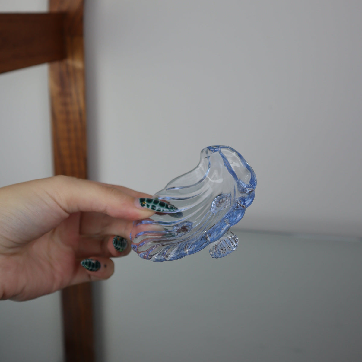 Blue Glass Seashell Ashtray