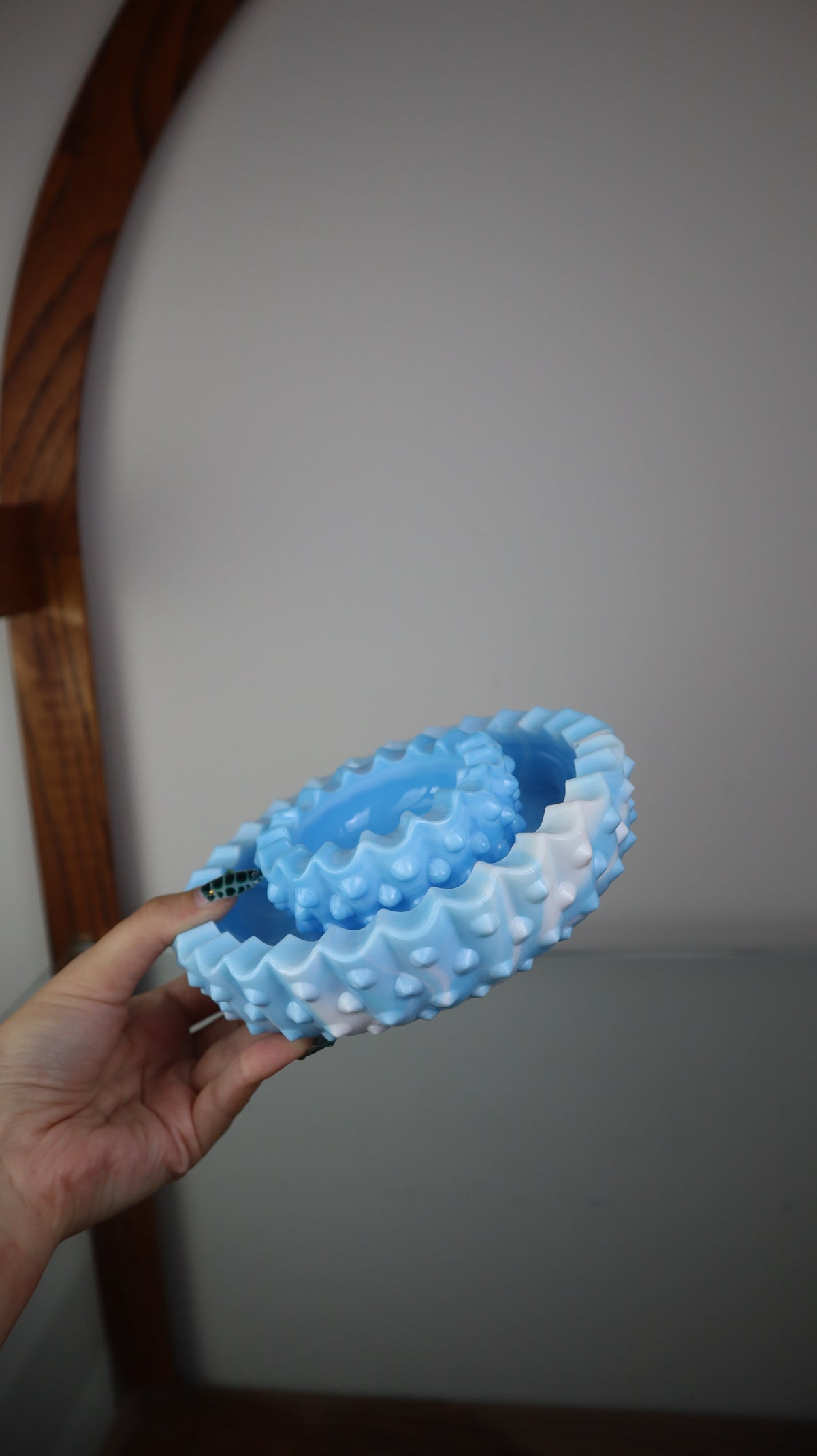 Fenton Hobnail Blue Milk Glass Marble Ashtray set of 2