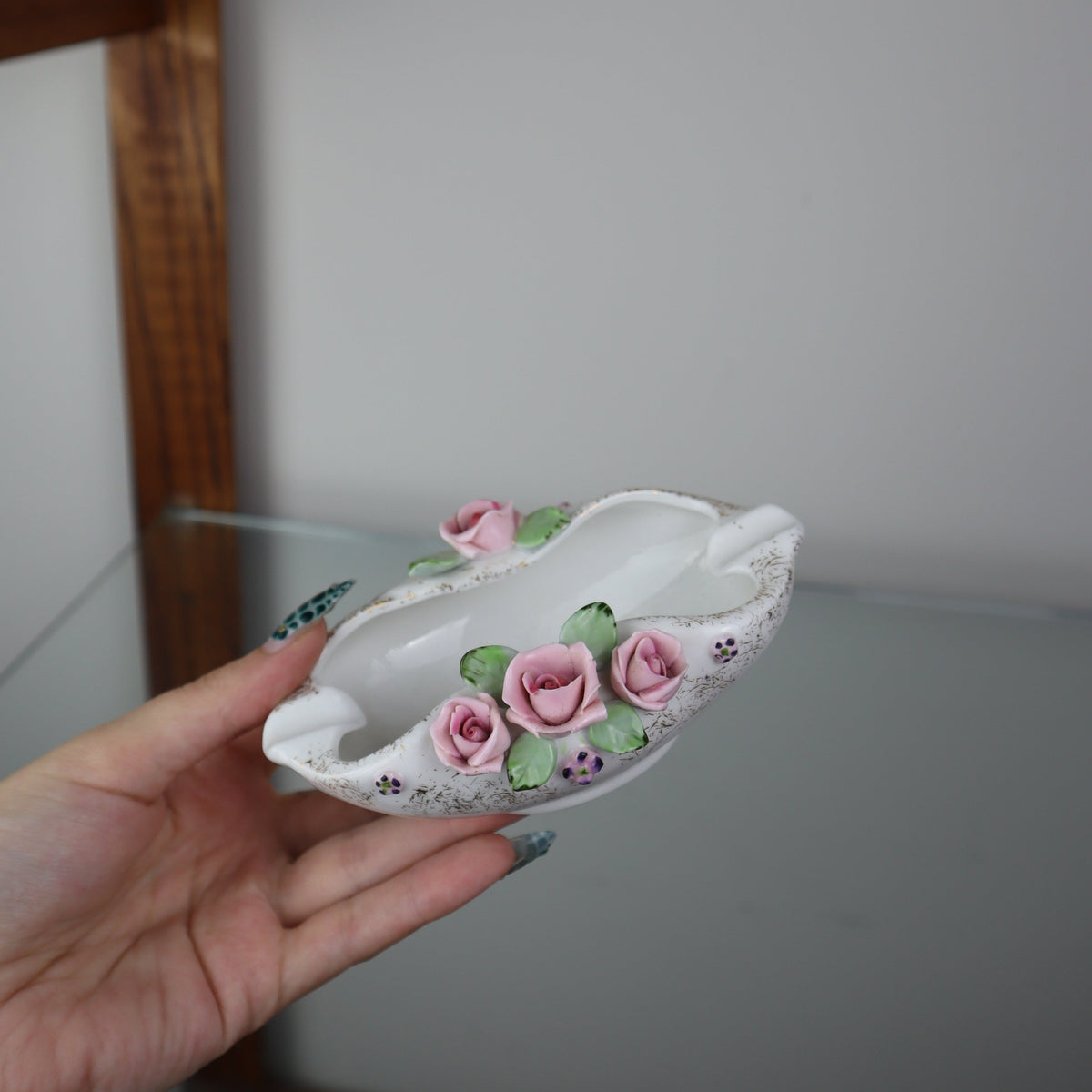 Ceramic Flower Ashtray Oval