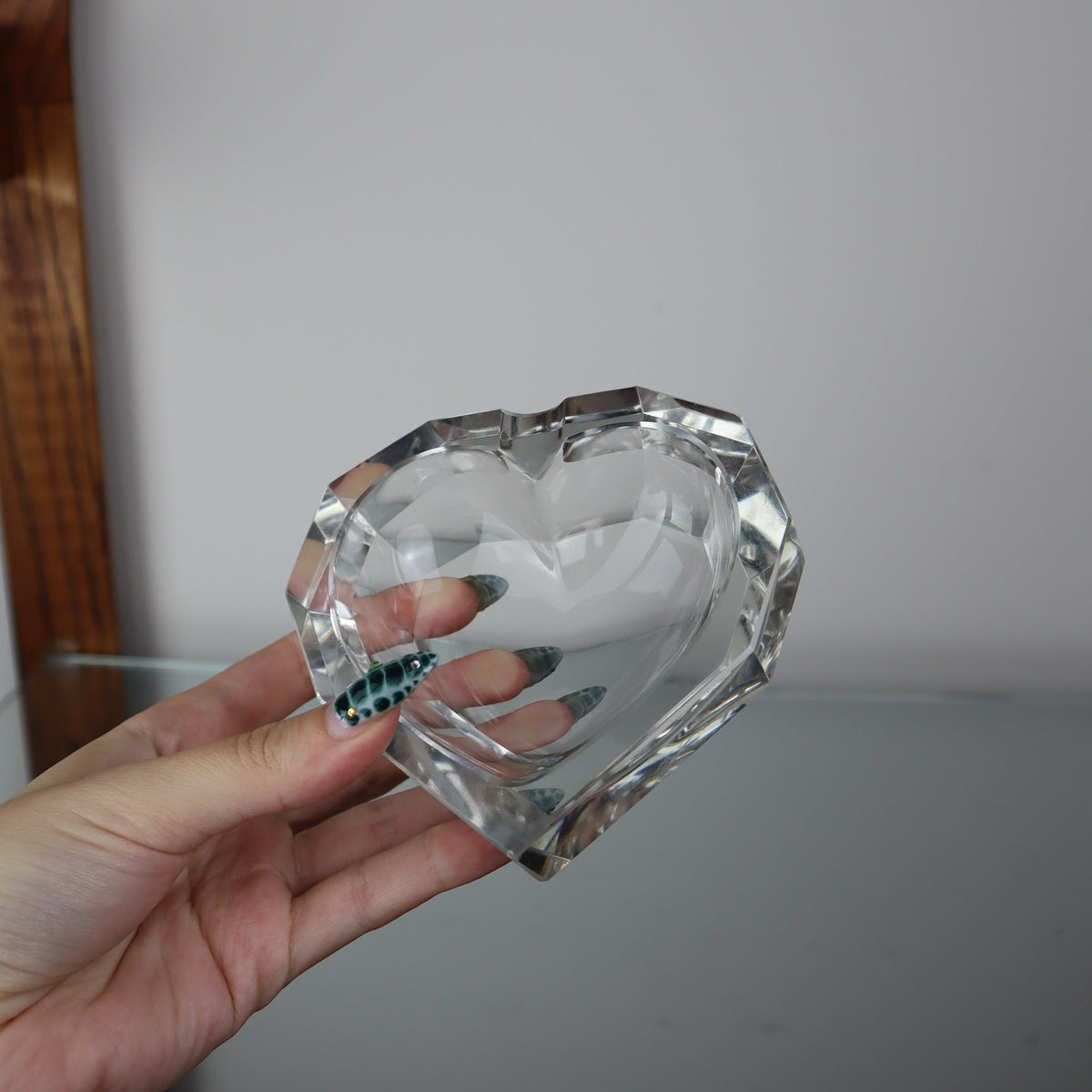 Clear Glass Heart Ashtray