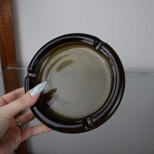 Dark Brown Glass Ashtray