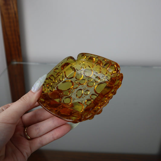 Amber Libbey Pebbled Ashtray