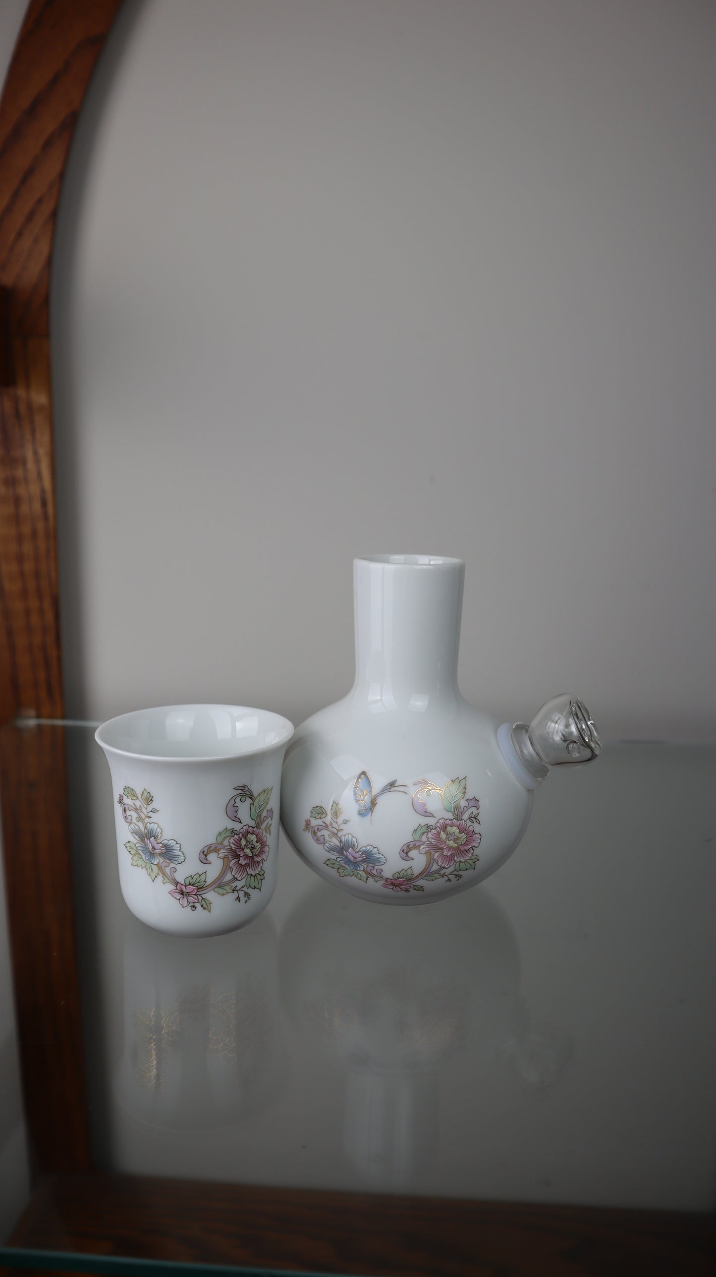 Water Carafe Butterfly Flower Porcelain Piece