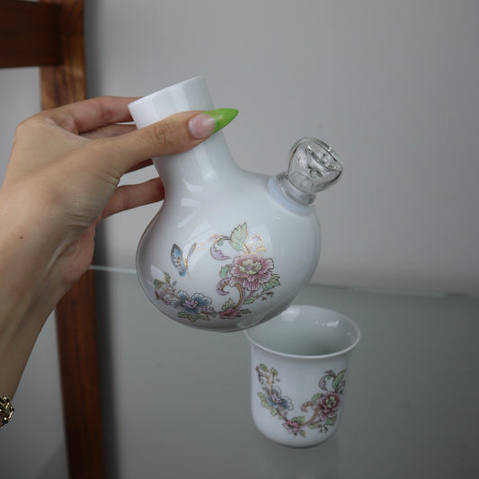 Water Carafe Butterfly Flower Porcelain Piece