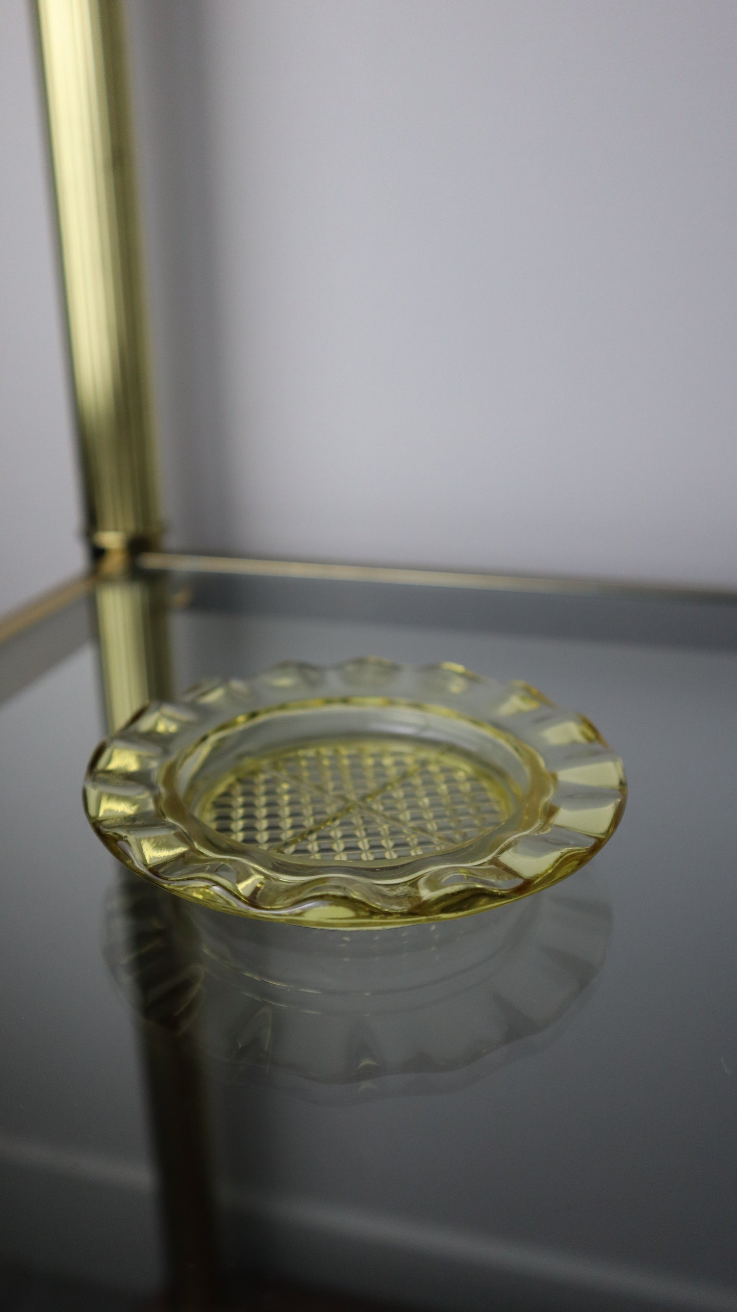 Jeannette Glass Ashtray Yellow Glass