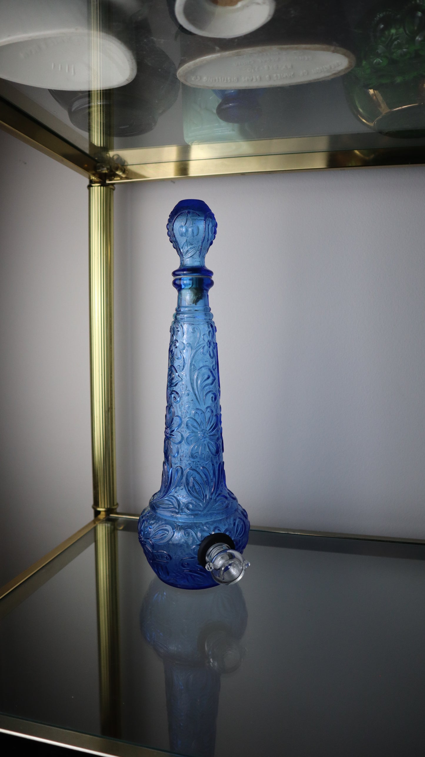 Italian Empoli Blue Flowered Bong