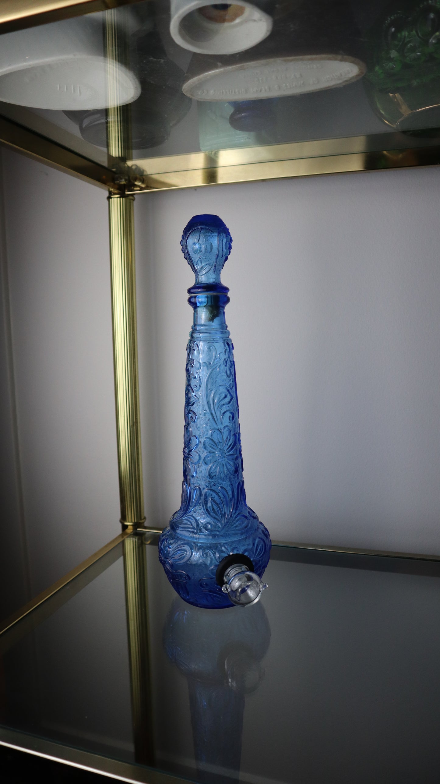 Italian Empoli Blue Flowered Bong