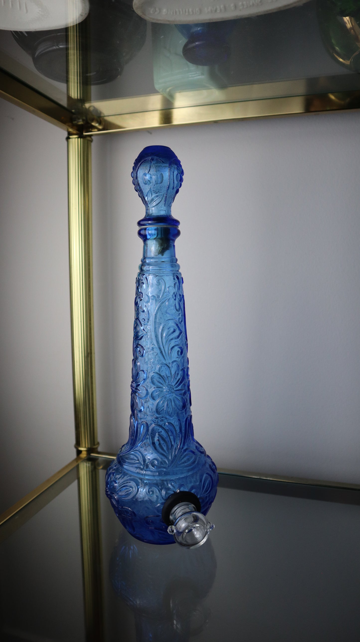 Italian Empoli Blue Flowered Bong