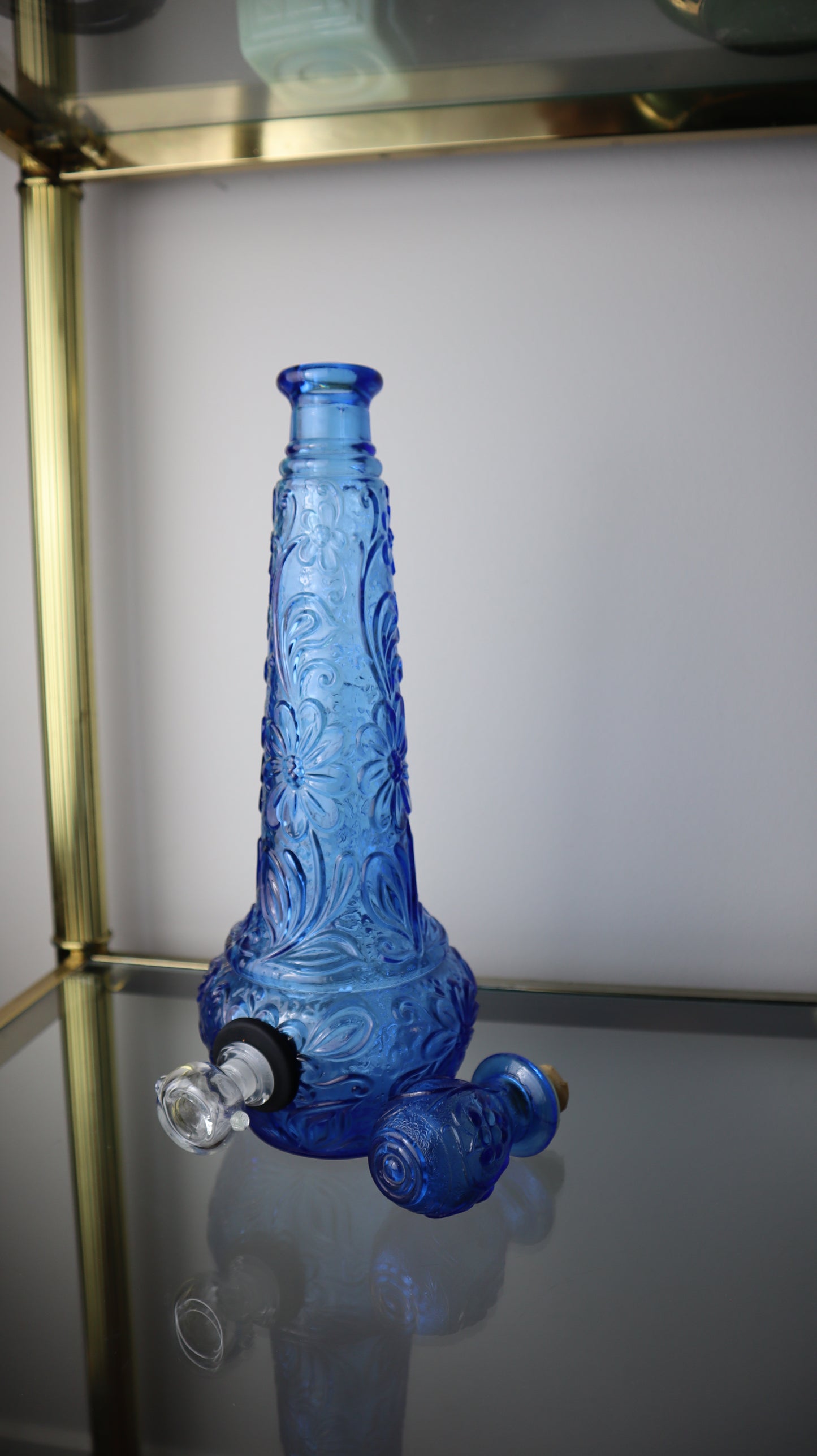 Italian Empoli Blue Flowered Bong