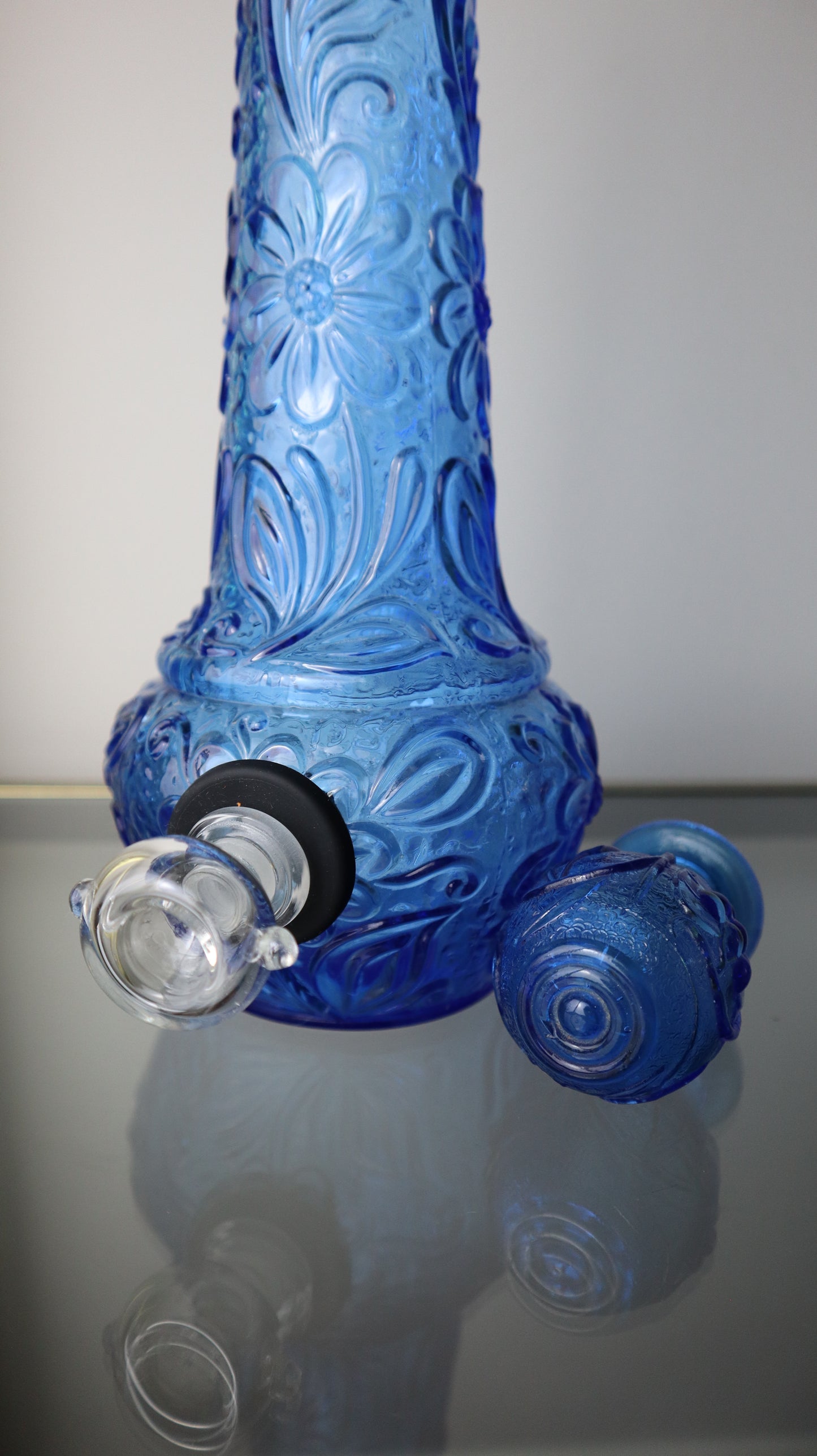 Italian Empoli Blue Flowered Bong