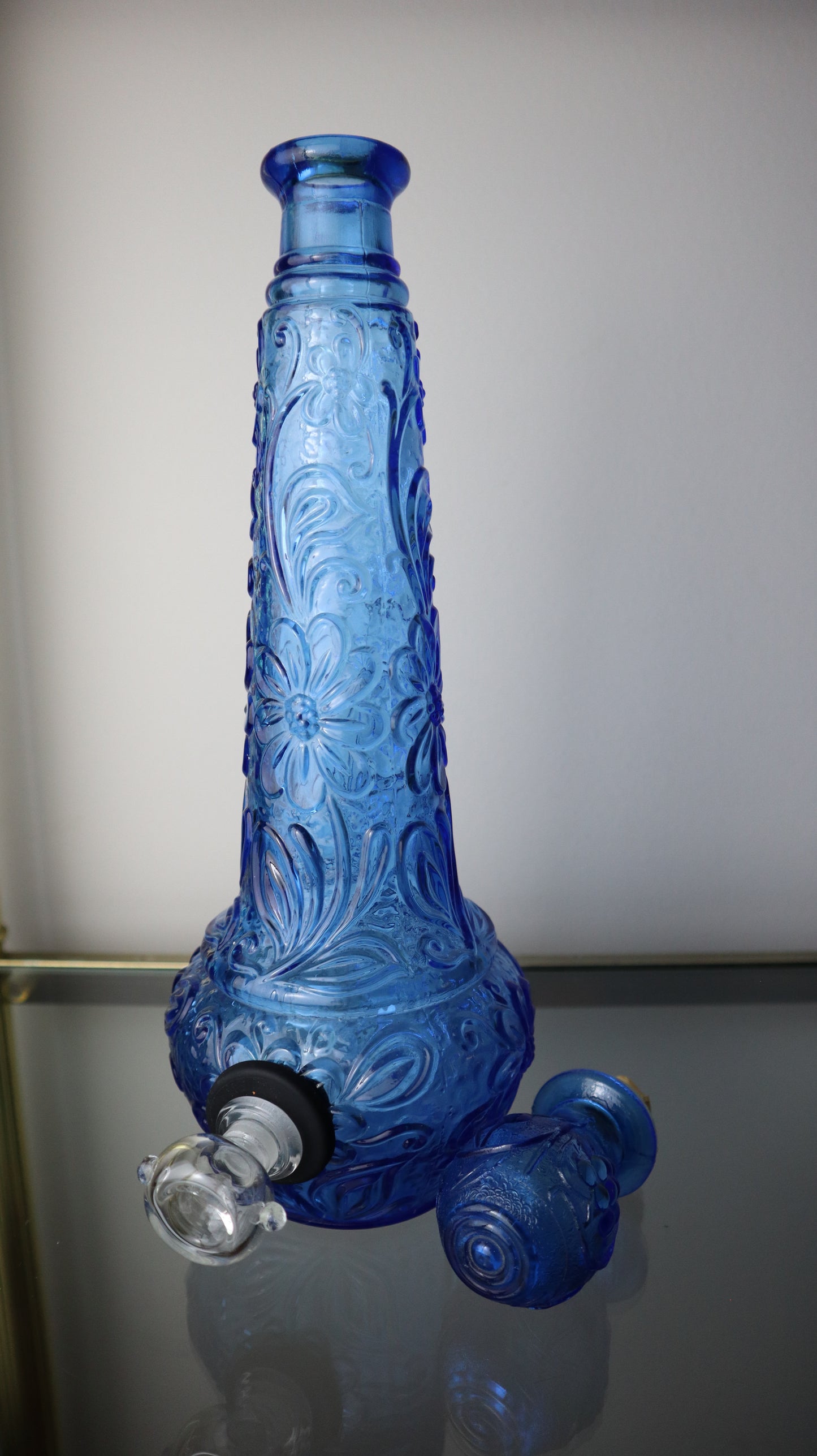 Italian Empoli Blue Flowered Bong