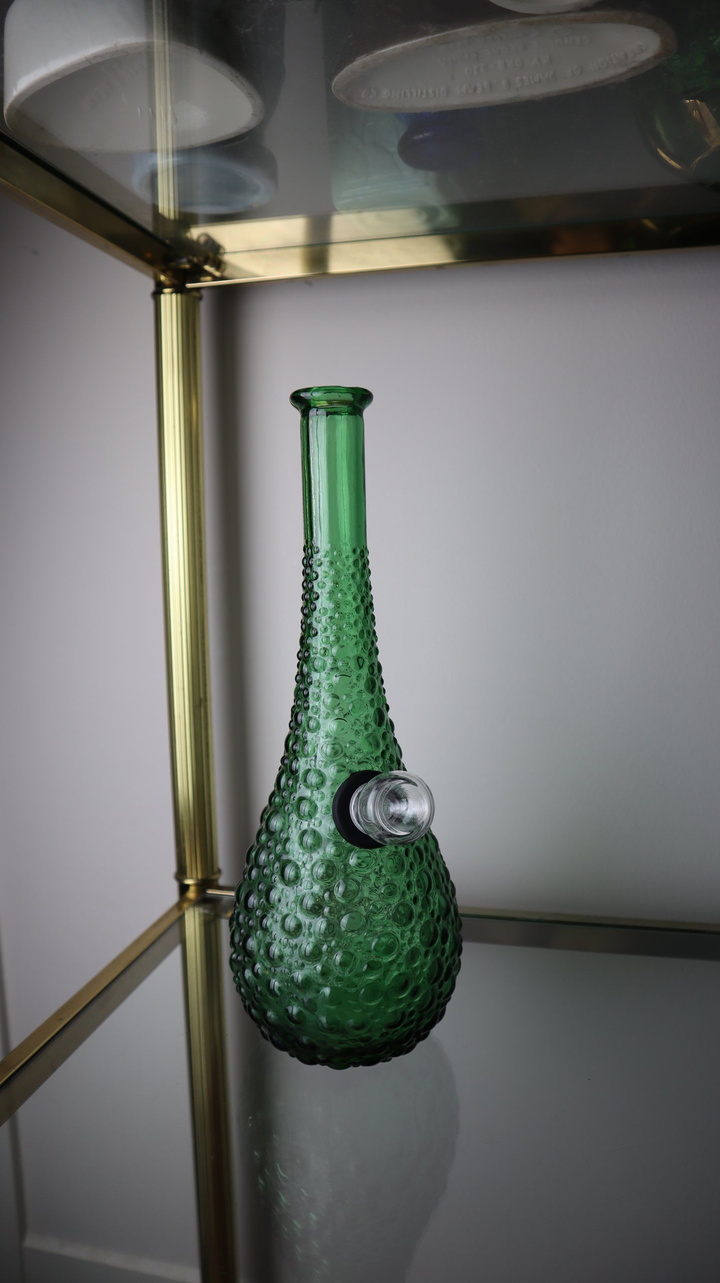 Midcentury Empoli Bubble Green Hobnail